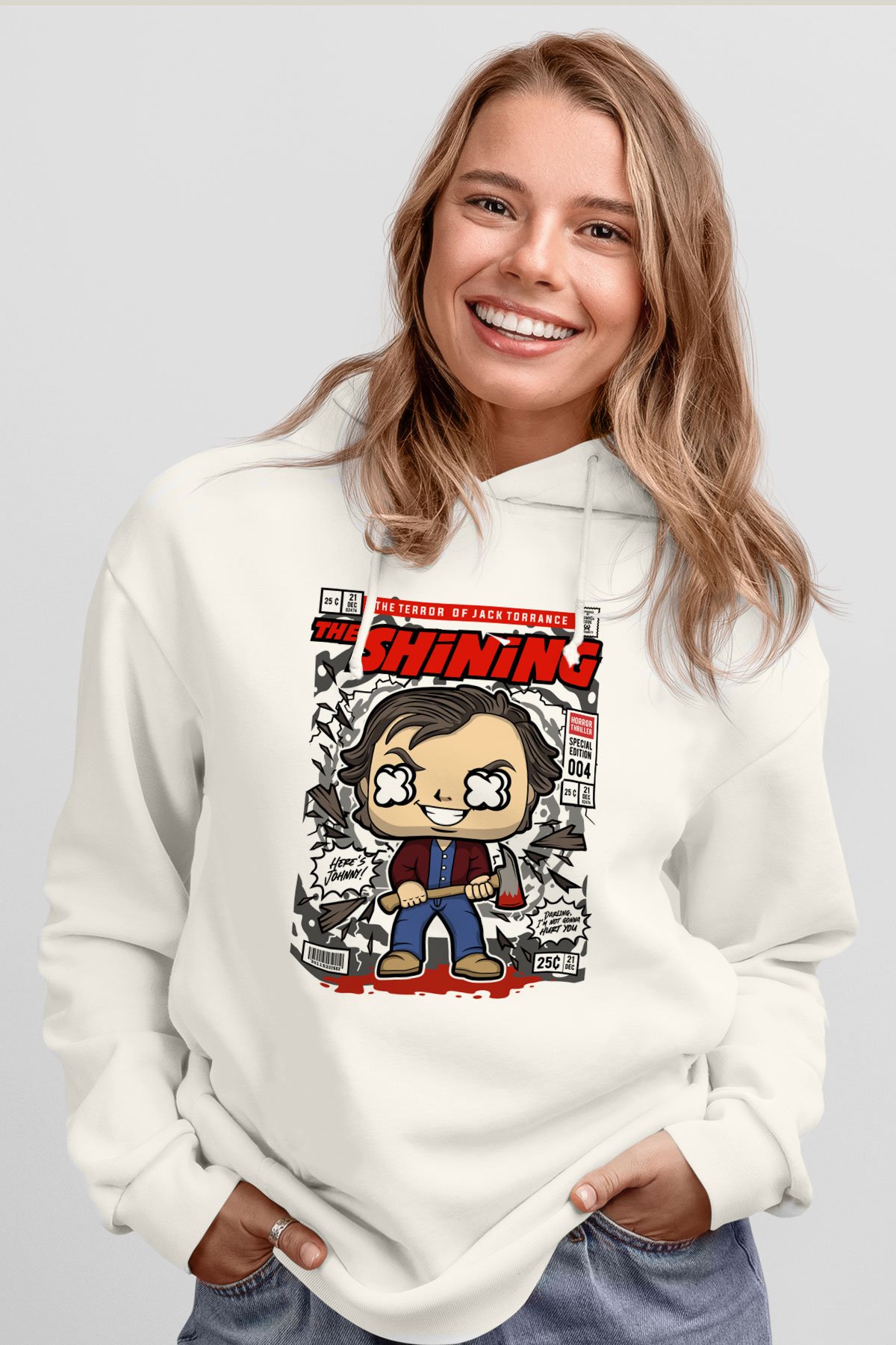 Jack Torrance The Shining Baskılı Unisex Beyaz Hoodie