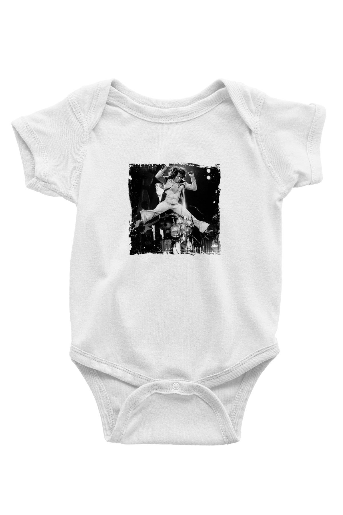James Brown Baskılı Unisex Beyaz Bebek Body - Zıbın
