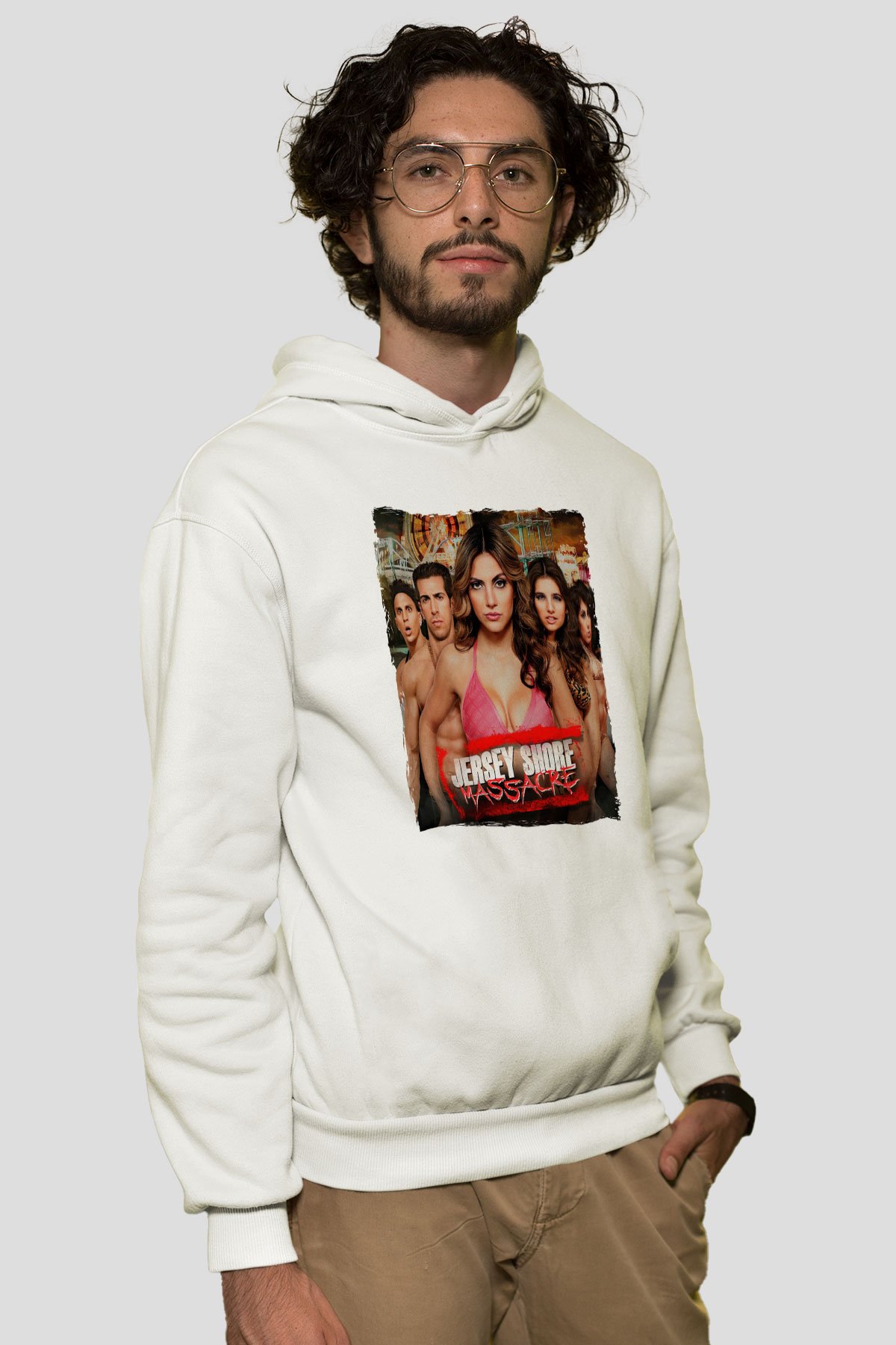 Jersey Shore Beyaz Unisex Hoodie