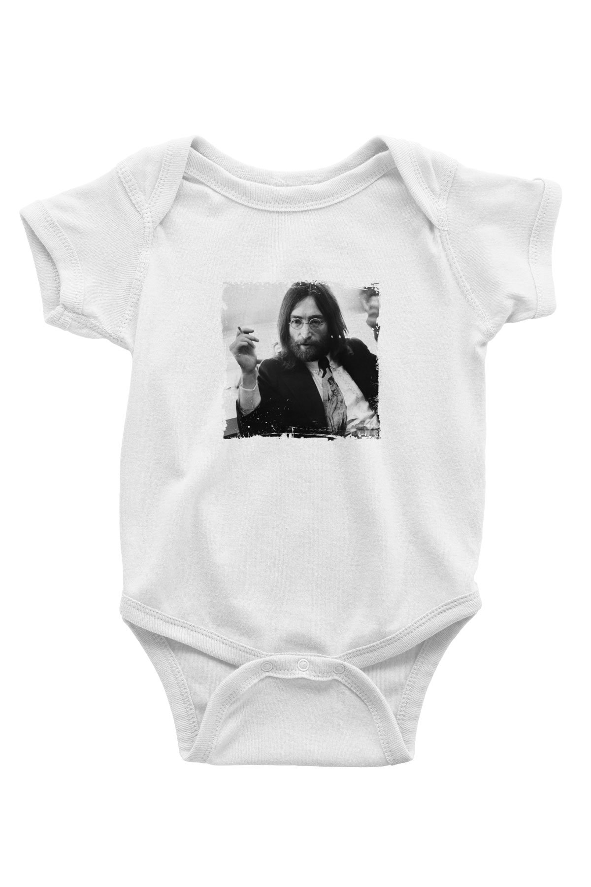 John Lennon Unisex Baskılı Beyaz Bebek Body - Zıbın