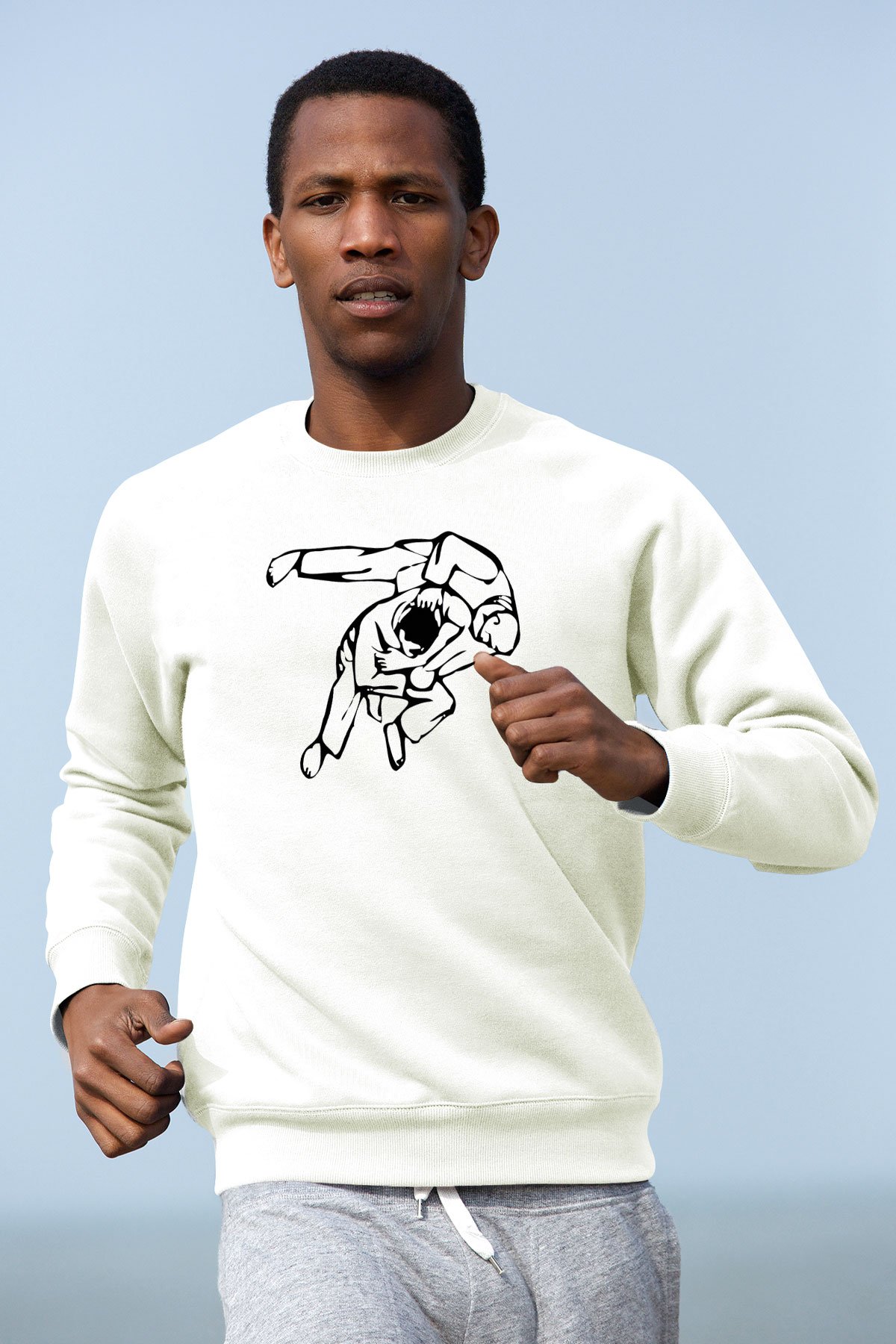Judo Beyaz Unisex Sweatshirt