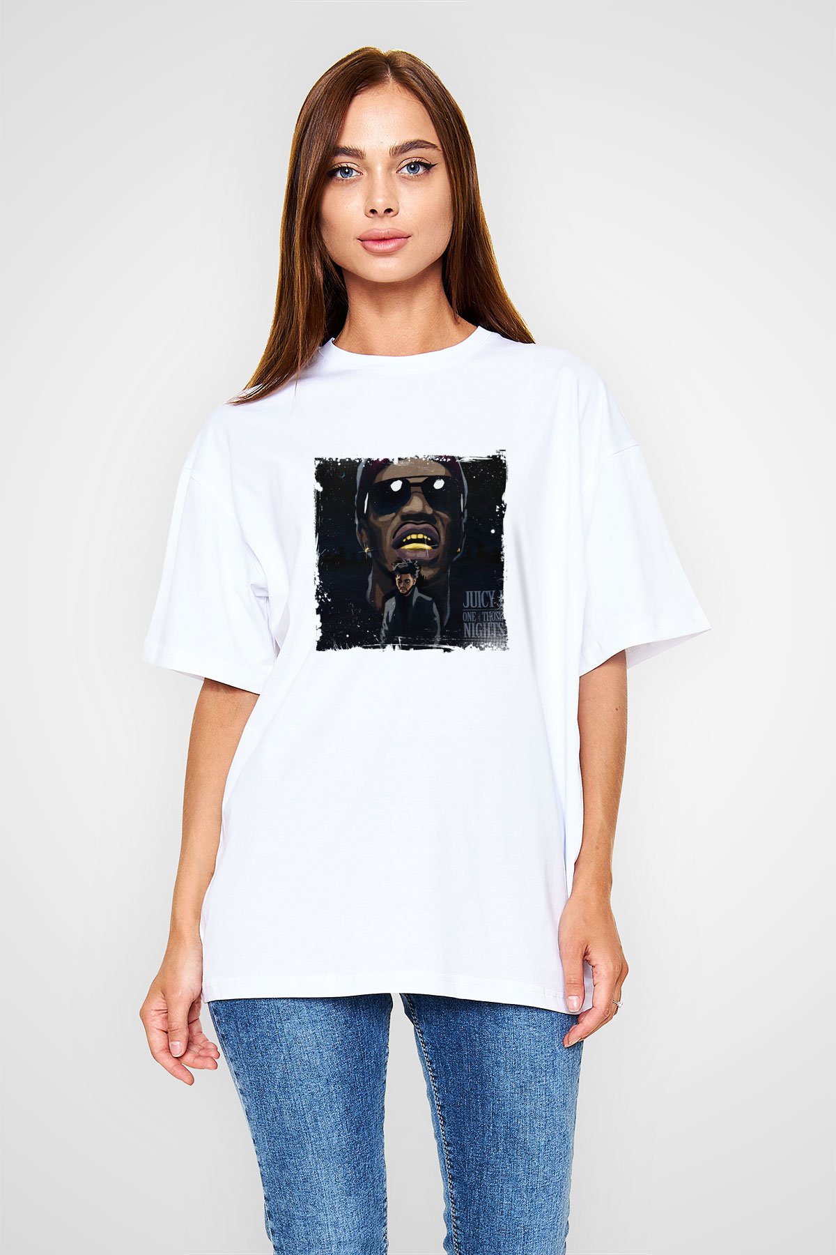 Juicy J Baskılı Unisex Beyaz Tişört