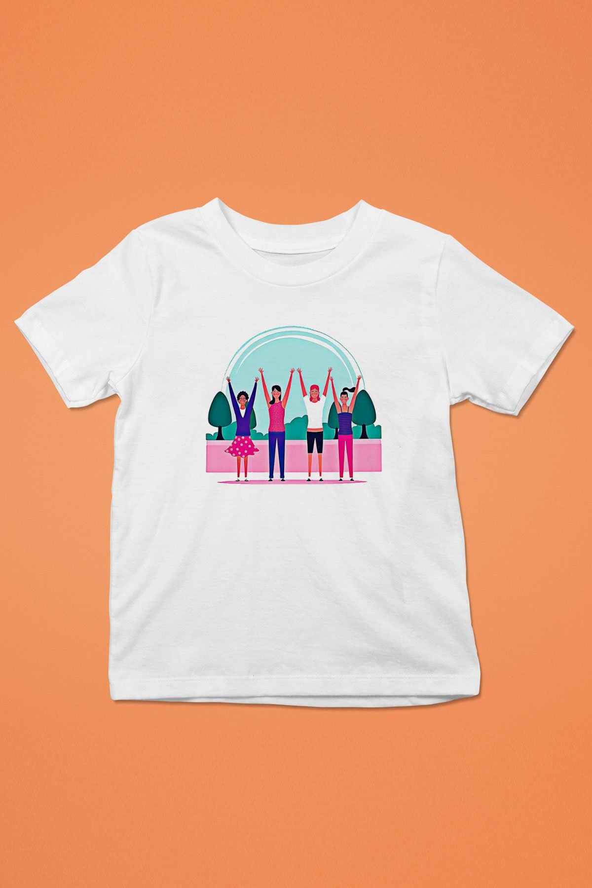 Kadınlar Günü Baskılı Beyaz Unisex Beyaz Çocuk Tişört - Tshirt