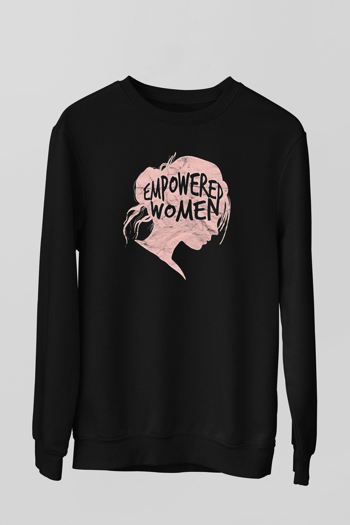 Kadınlar Günü Baskılı Unisex Siyah Sweatshirt