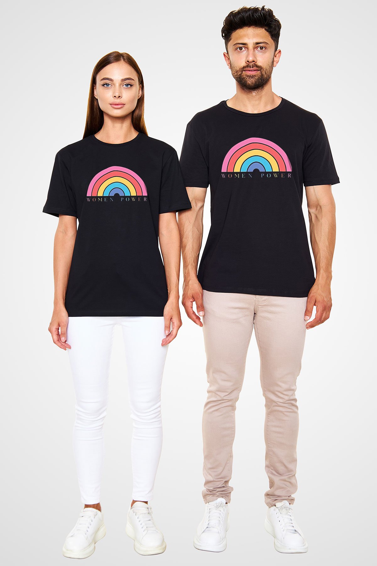 Kadınlar Günü Baskılı Unisex Siyah Tişört - Tshirt