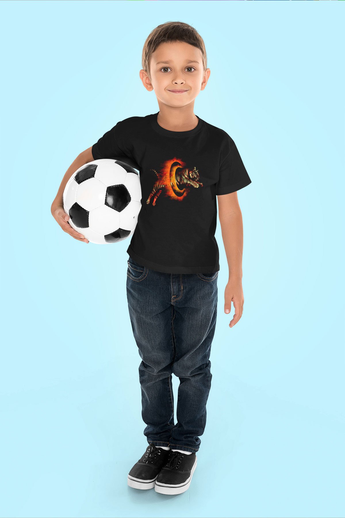 Kaplan Siyah Unisex Çocuk Tişört