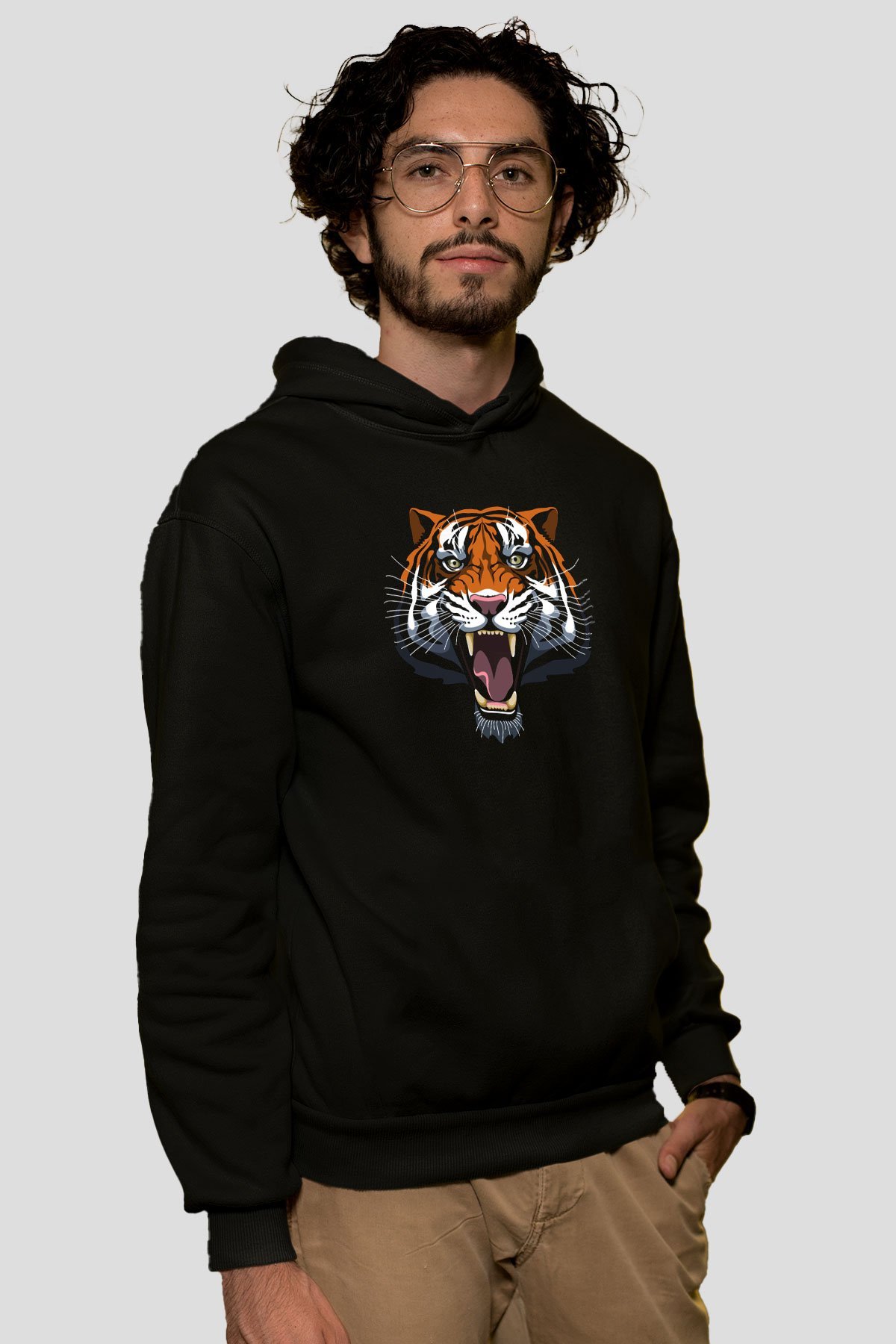 Kaplan Siyah Unisex Hoodie