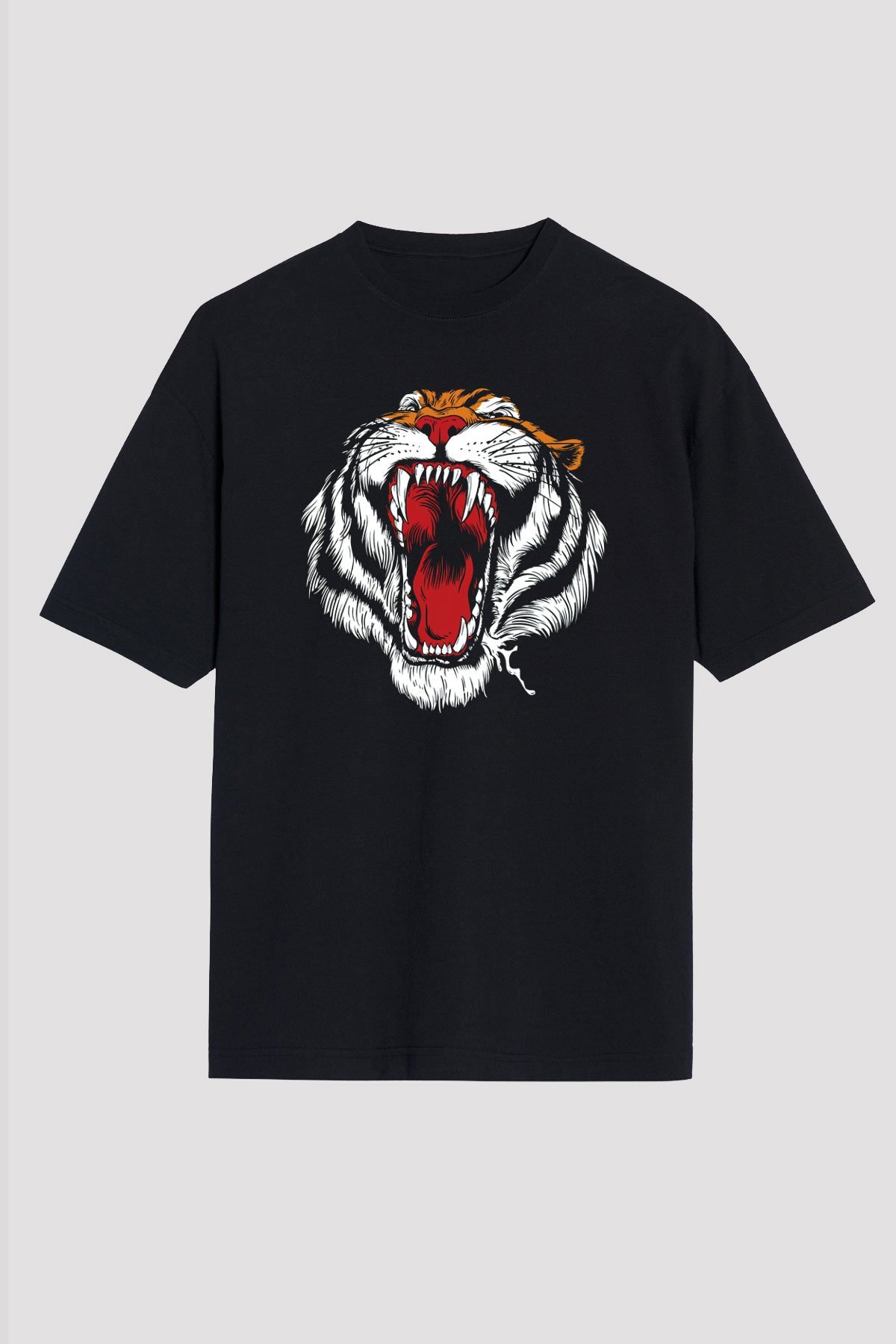 Kaplan Siyah Unisex Oversize Tişört T-Shirt
