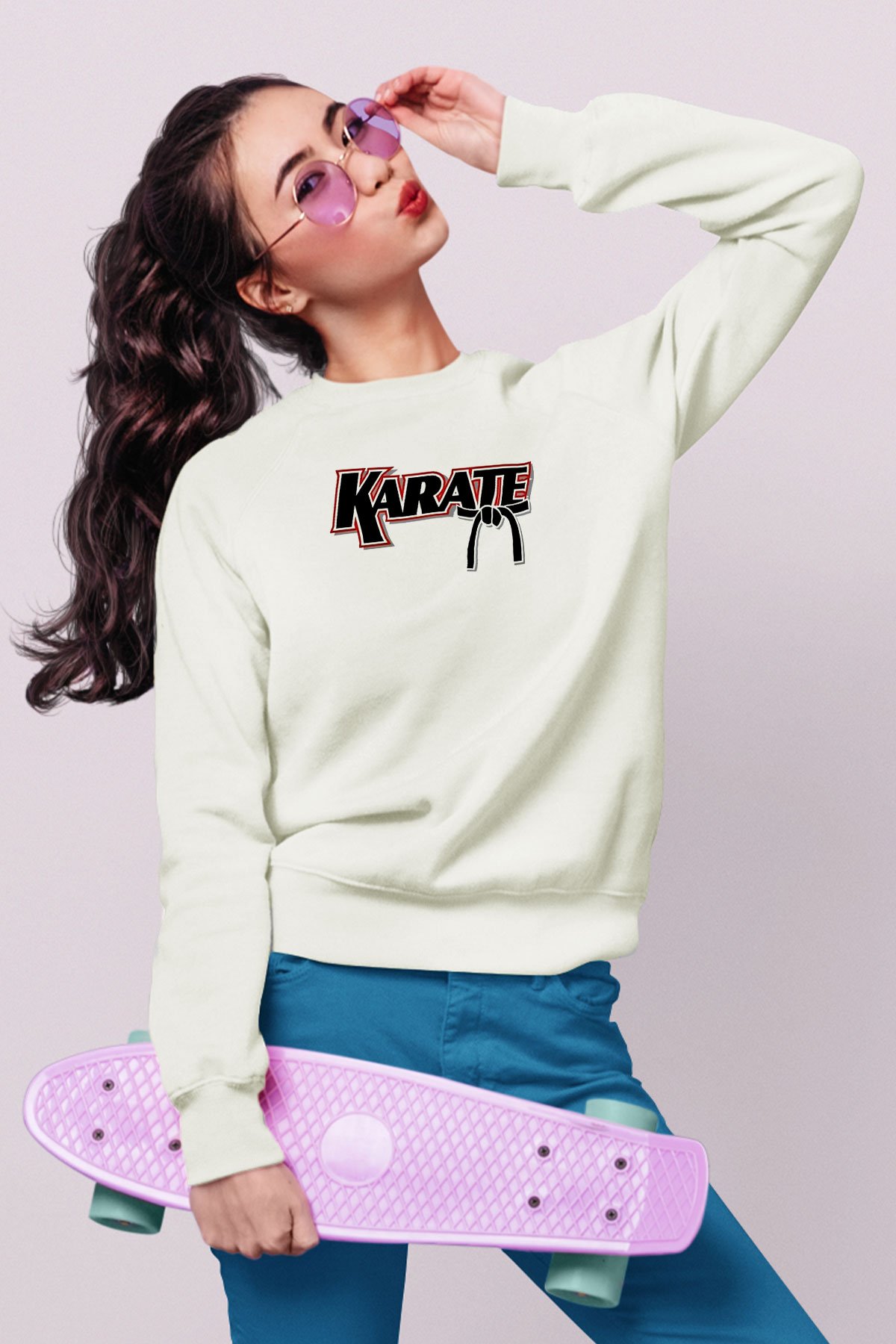 Karate Beyaz Unisex Sweatshirt