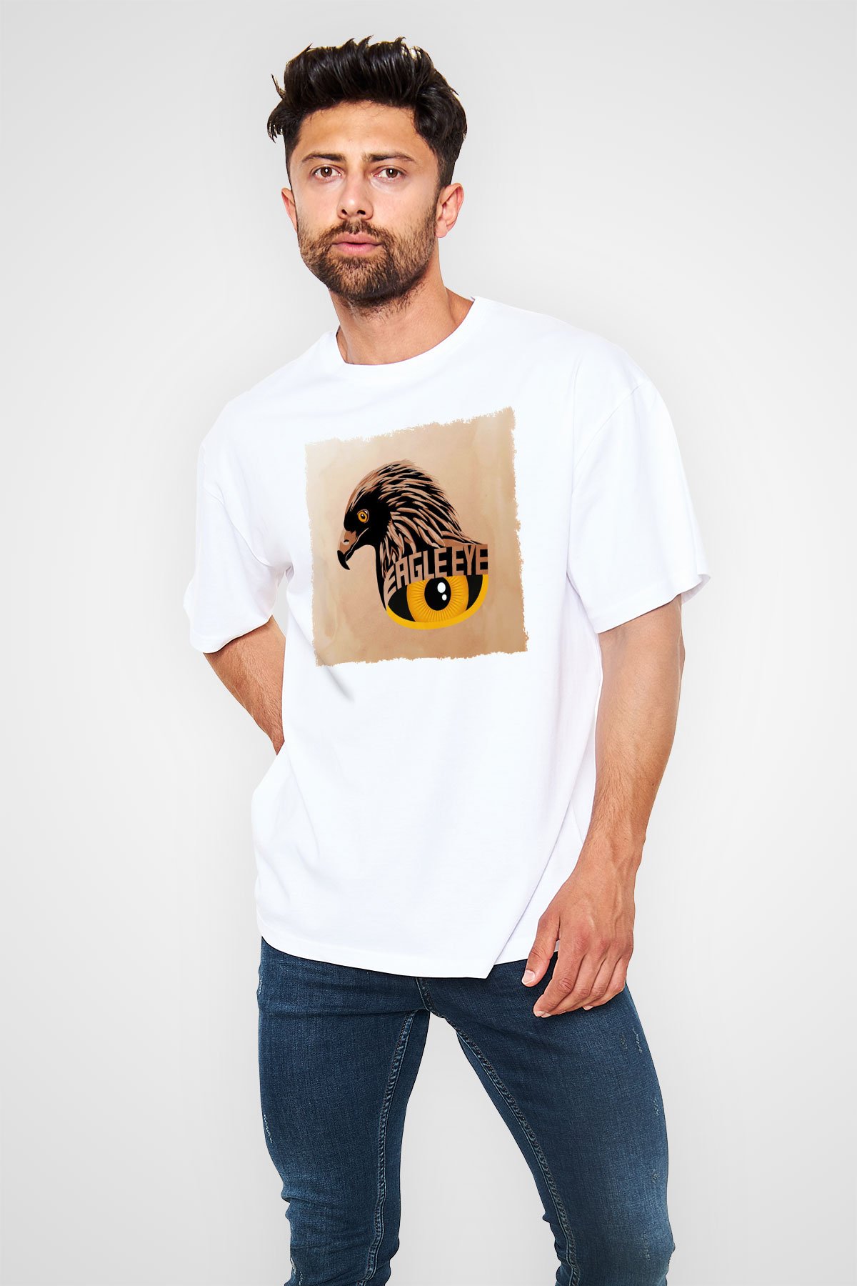 Kartal Beyaz Unisex Tişört T-Shirt - TişörtFabrikası
