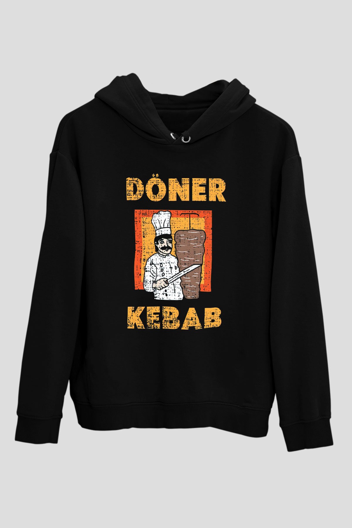 Kebapçı Siyah Unisex Kapüşonlu Sweatshirt