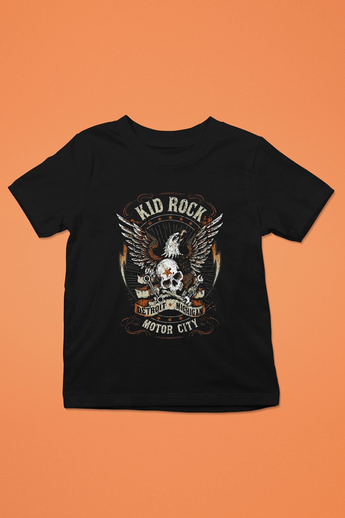 Kid Rock Baskılı Siyah Unisex Çocuk Tişört