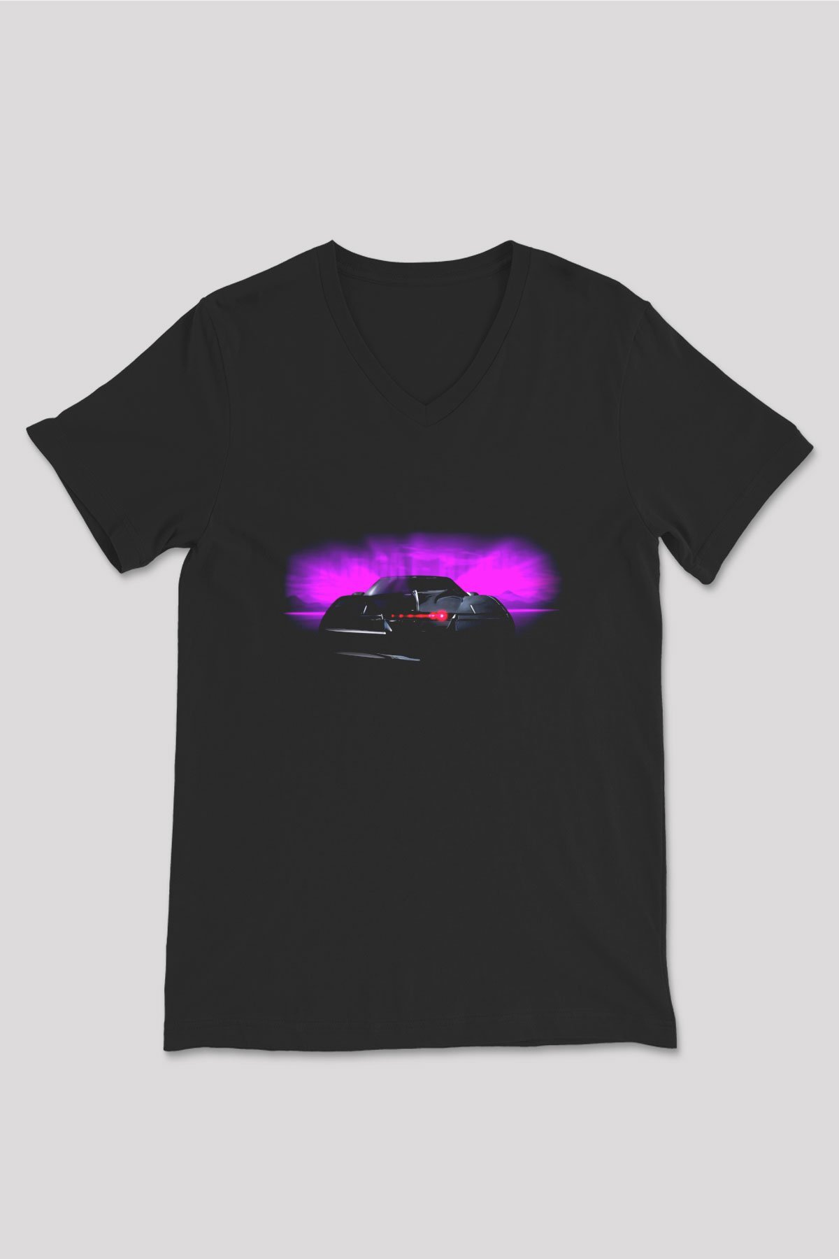 Knight Rider Siyah Unisex V Yaka Tişört