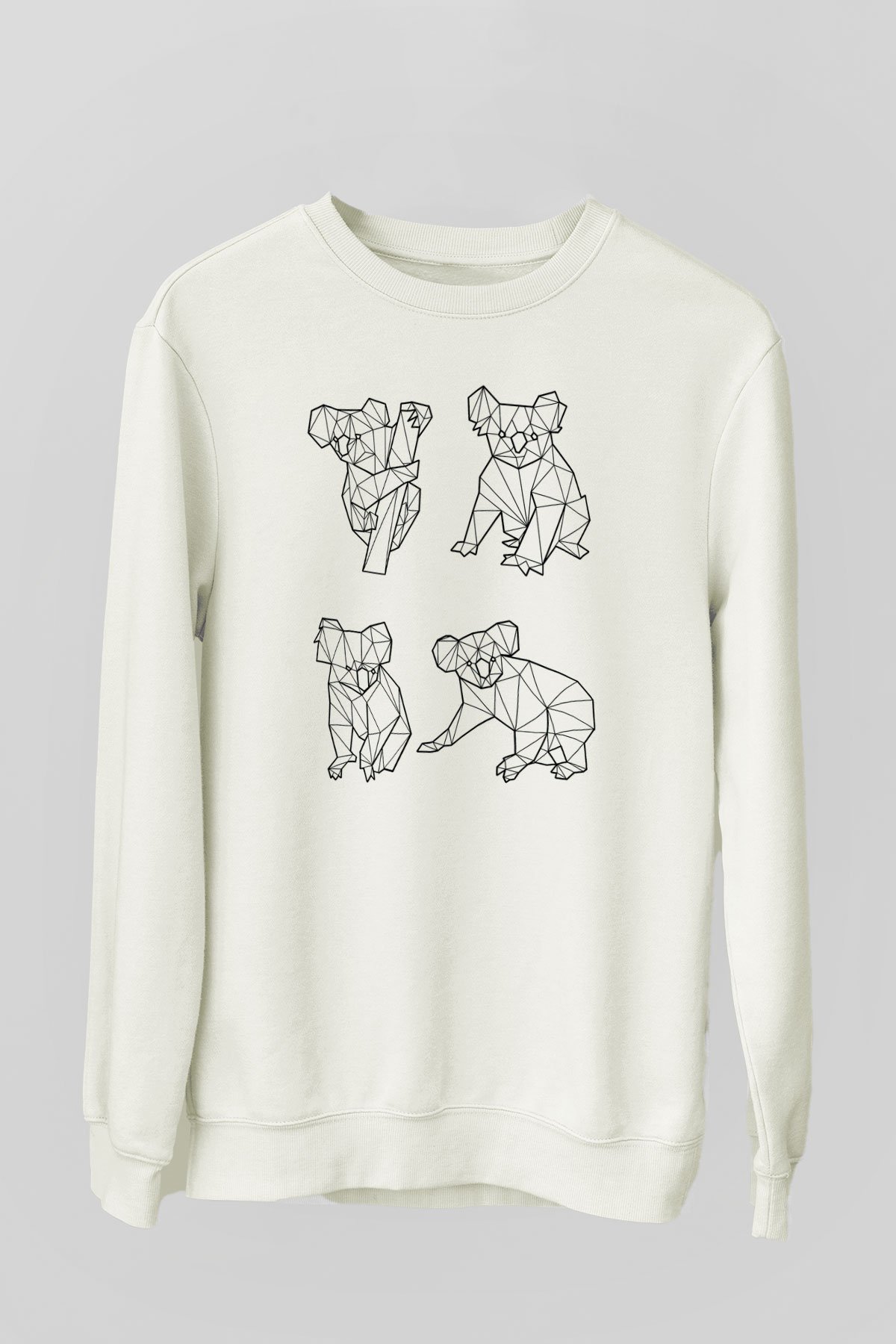 Koala Baskılı Beyaz Unisex Sweatshirt