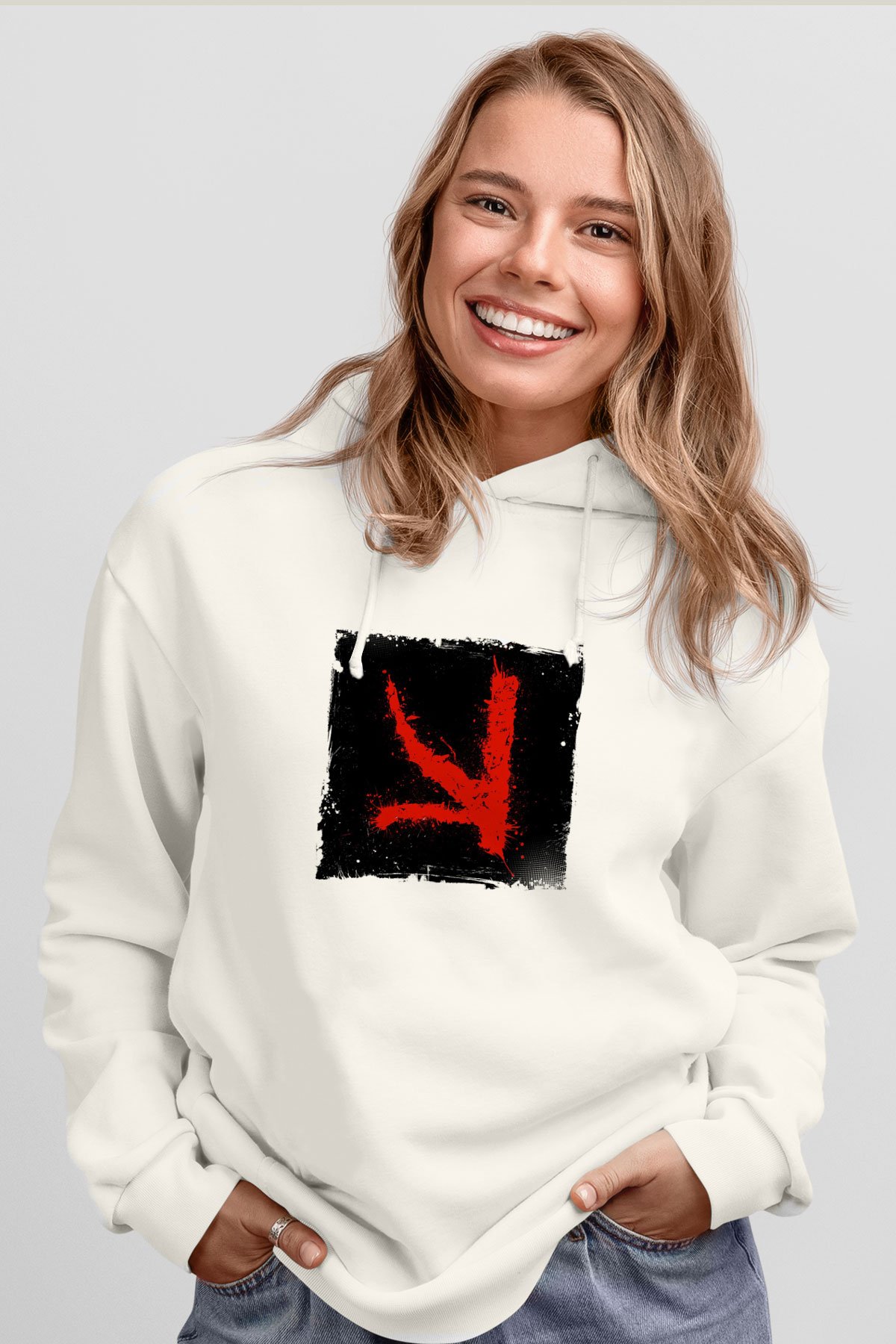 KSHMRBaskılı Beyaz Hoodie