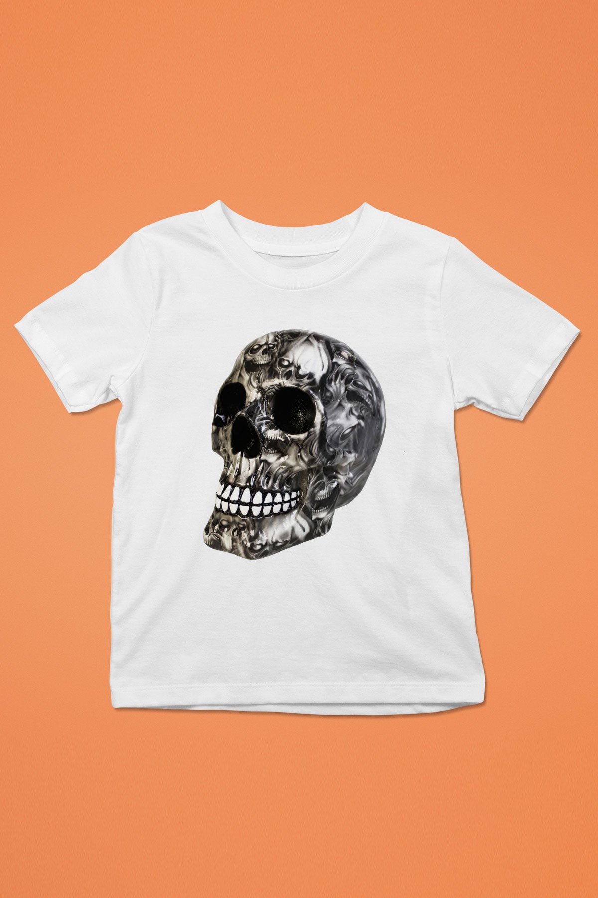 Kurukafa Baskılı Unisex Beyaz  Çocuk Tişört