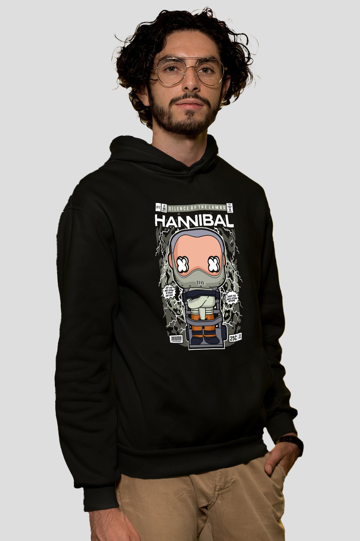 Kuzuların Sessizliği Baskılı Unisex Siyah Hoodie