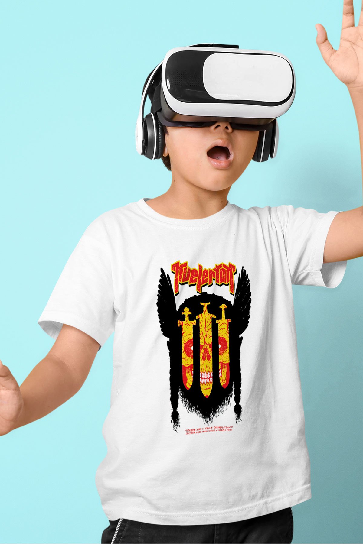 Kvelertak Baskılı Beyaz Unisex Çocuk Tişört
