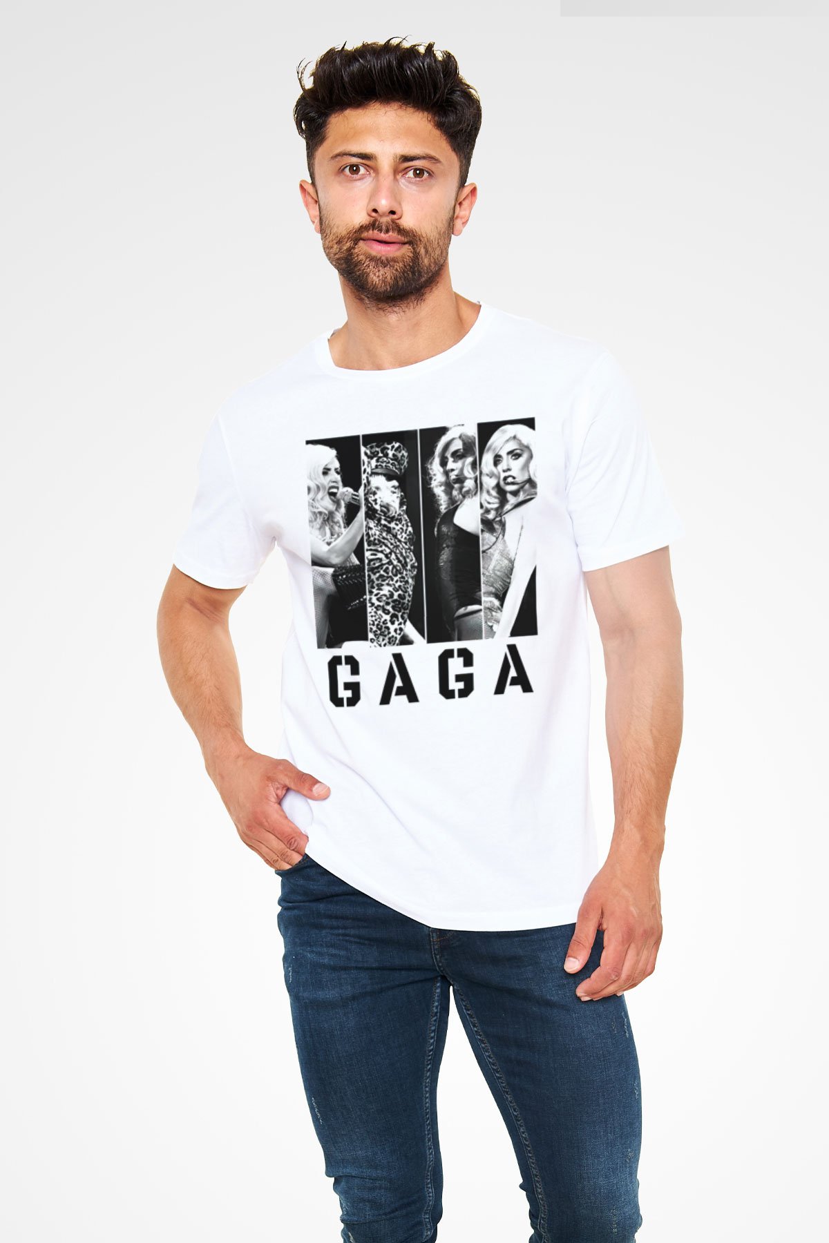 Lady Gaga Beyaz Unisex Tişört T-Shirt - TişörtFabrikası