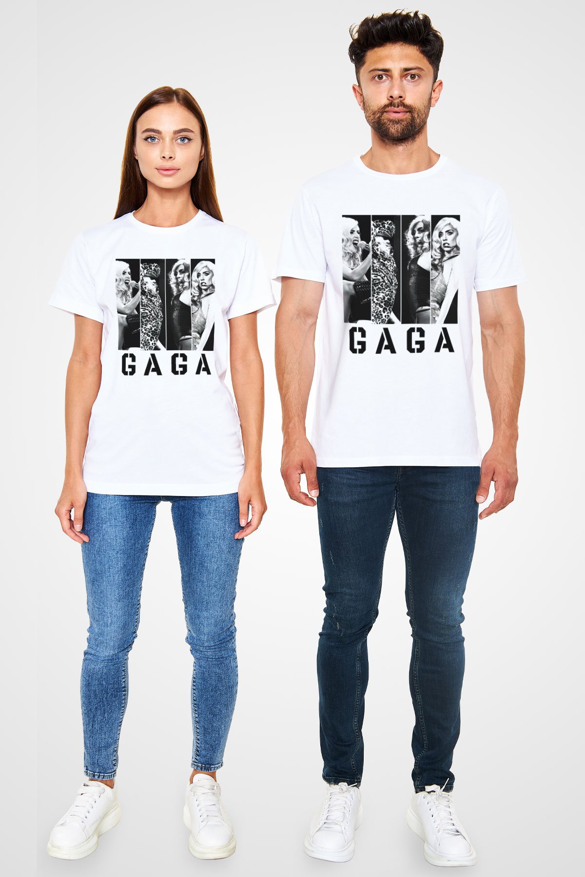 Lady Gaga Beyaz Unisex Tişört T-Shirt - TişörtFabrikası