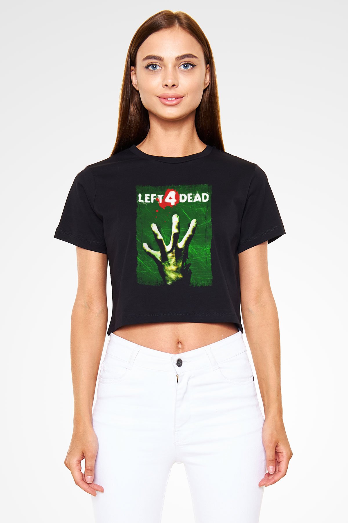 Left 4 Dead Siyah  Crop Top Tişört