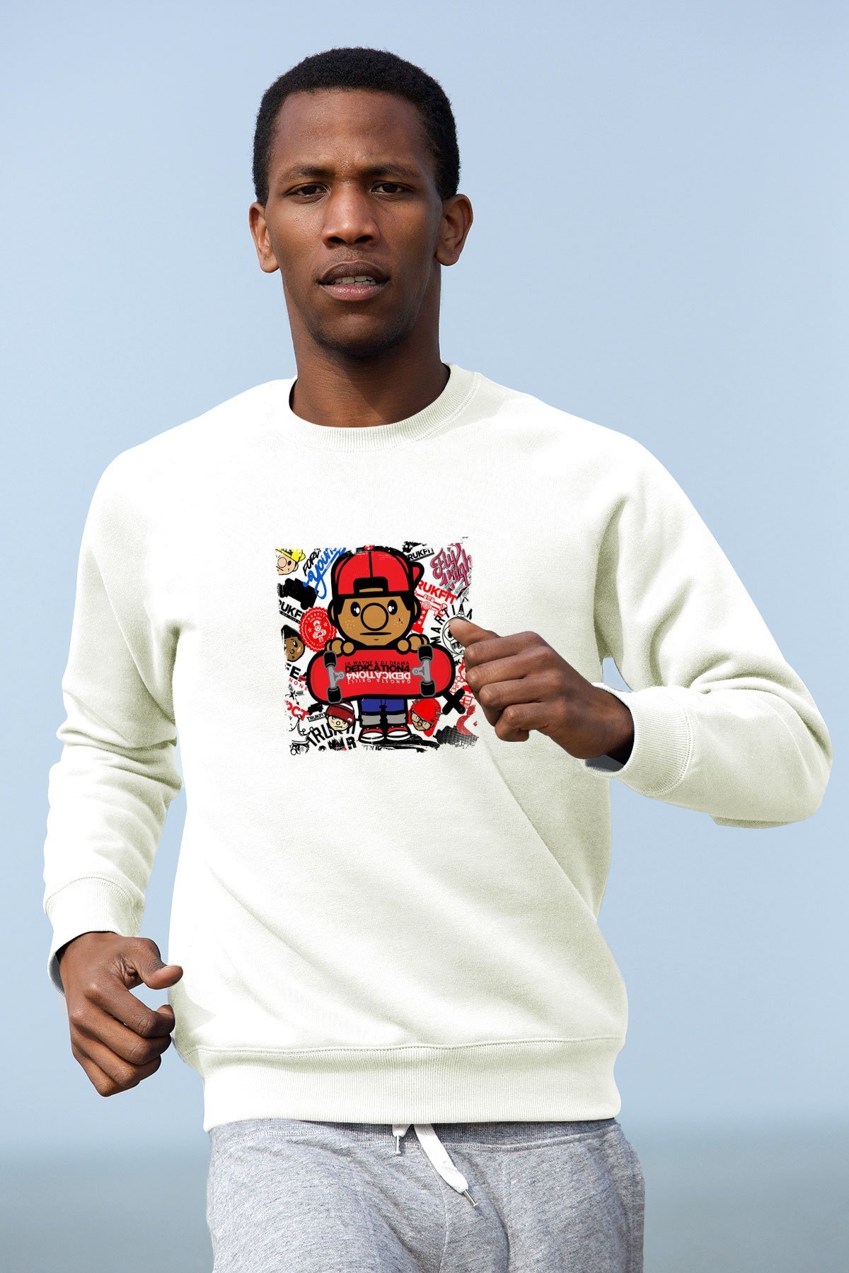 Lil Wayne Baskılı Unisex Beyaz Sweatshirt