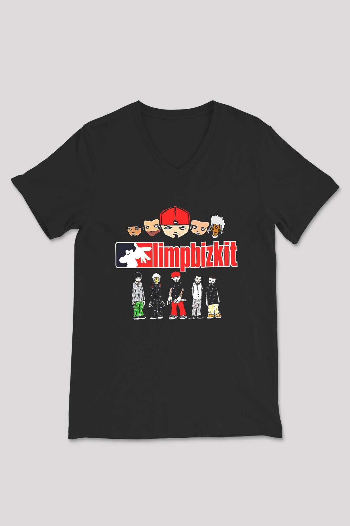 Limp Bizkit Baskılı Unisex Siyah V Yaka Tişört - Tshirt