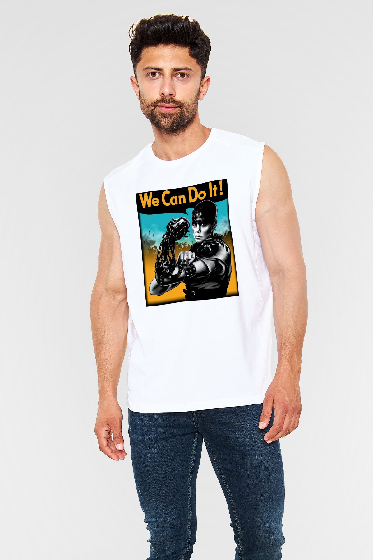 Mad Max Beyaz Unisex Kolsuz Tişört