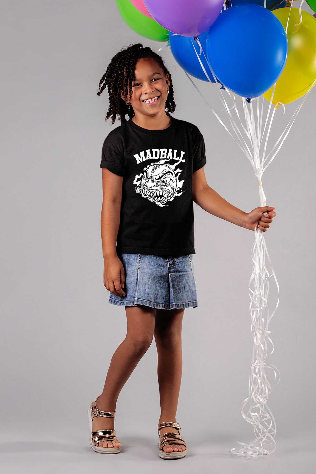 Madball Baskılı Siyah Unisex Çocuk Tişört