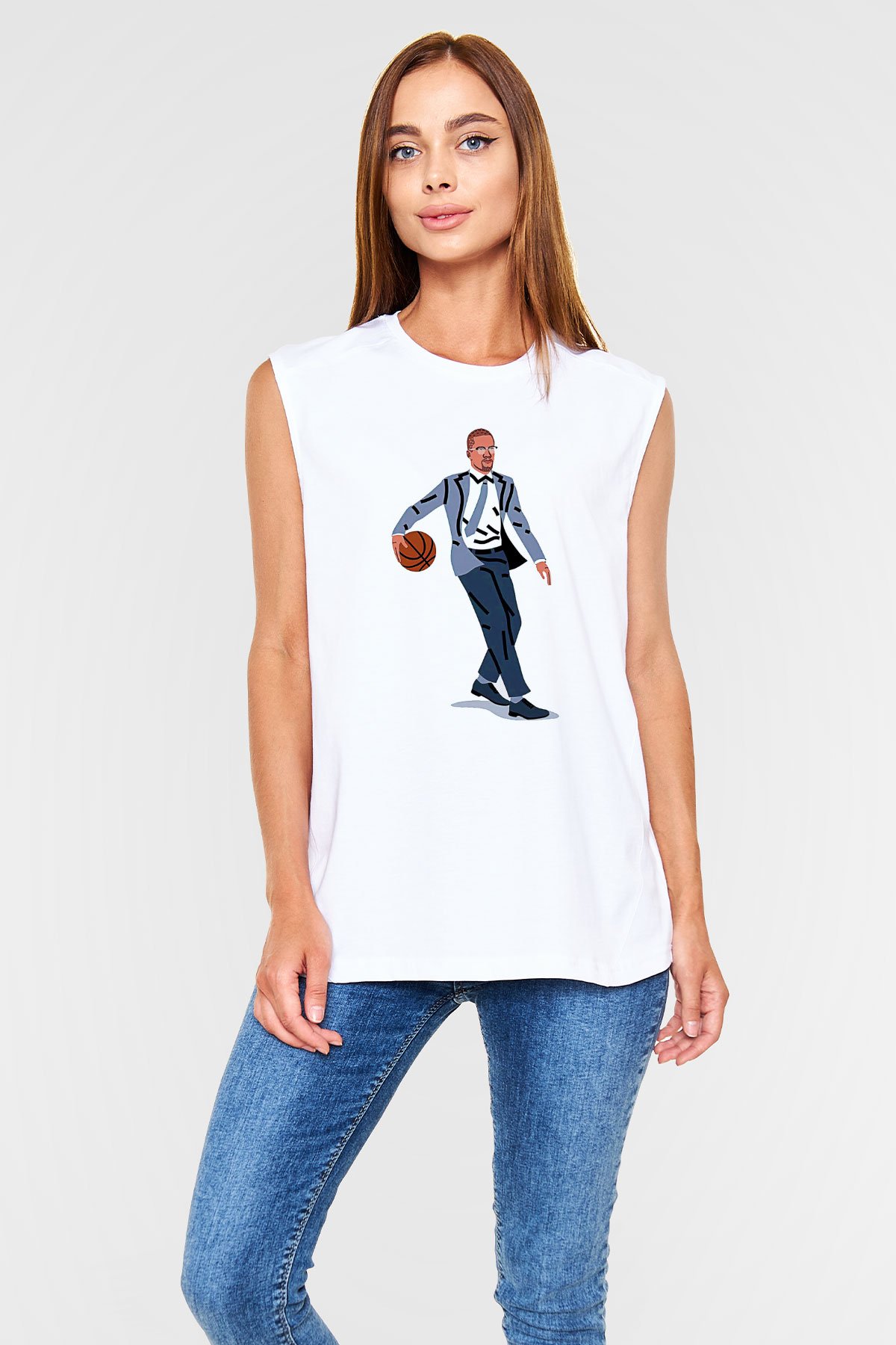 Malcolm X James Baskılı Beyaz Unisex Kolsuz Tişört - Tshirt