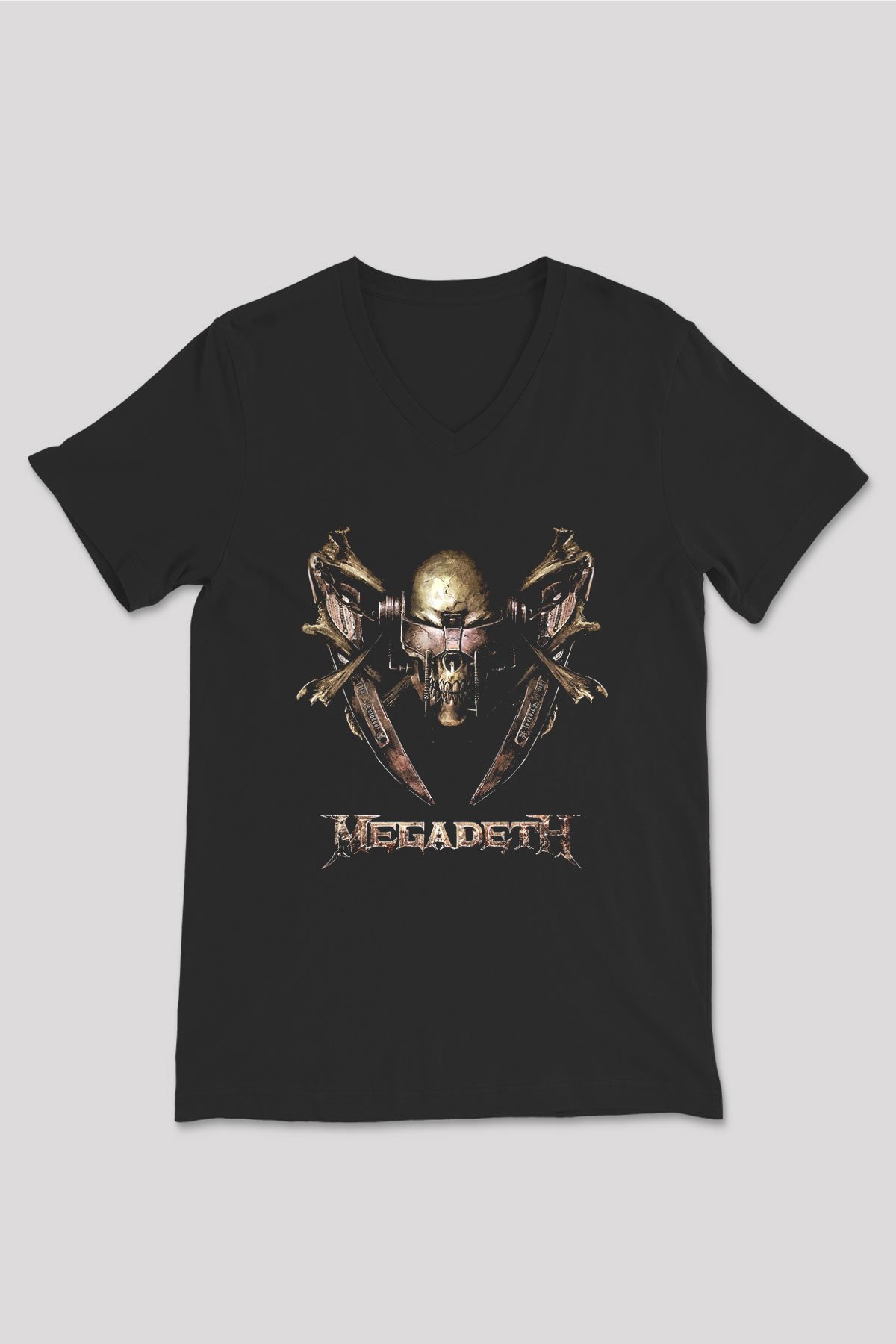 Megadeth Siyah Unisex V Yaka Tişört T-Shirt