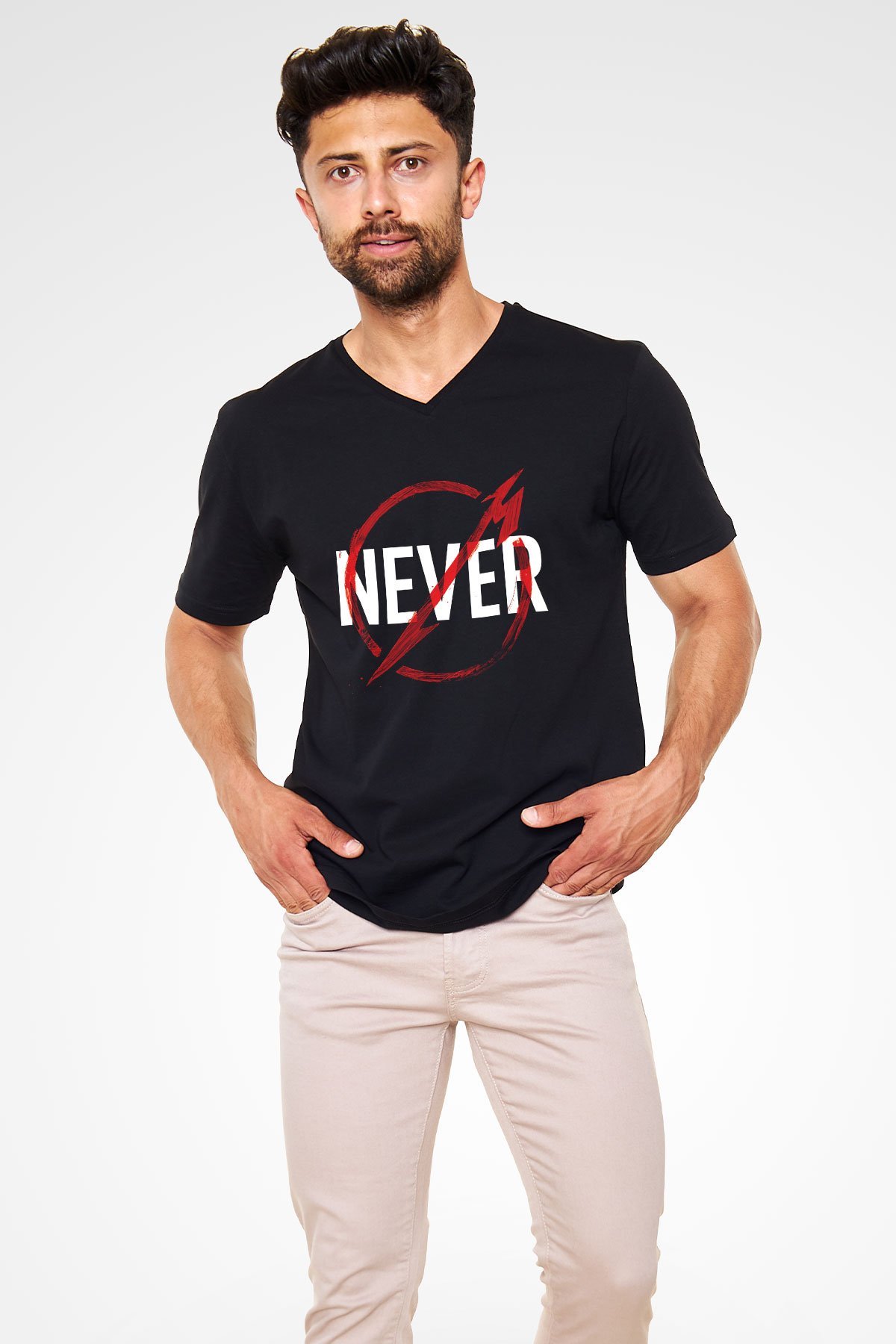Metallica Siyah Unisex V Yaka Tişört T-Shirt