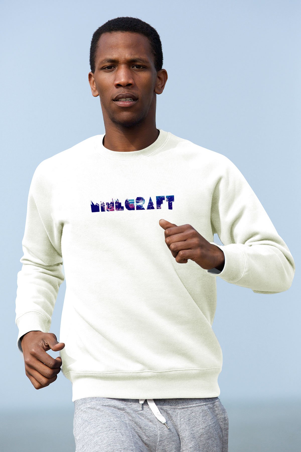 Minecraft Beyaz Unisex  Sweatshirt