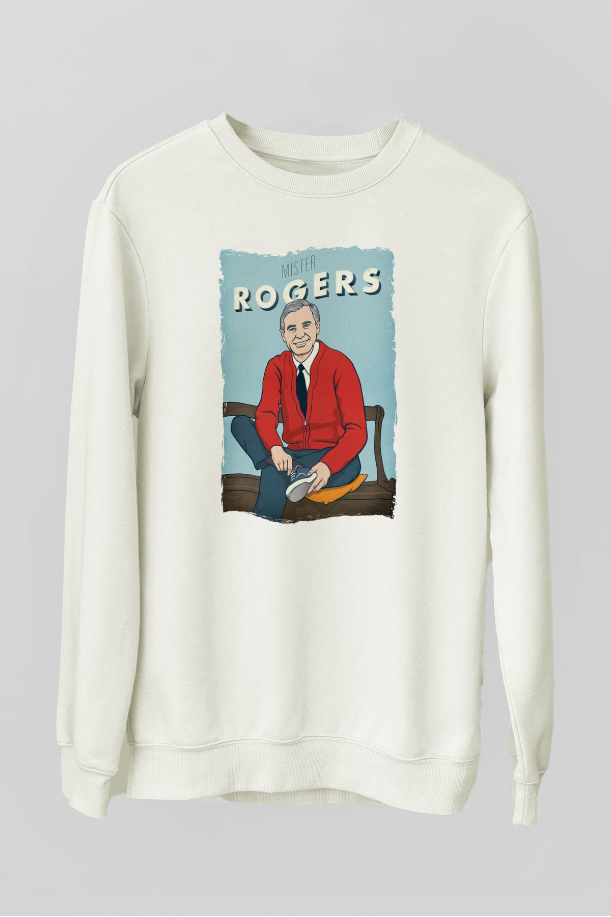 Mister Rogers Neighborhood Beyaz Unisex Sweatshirt