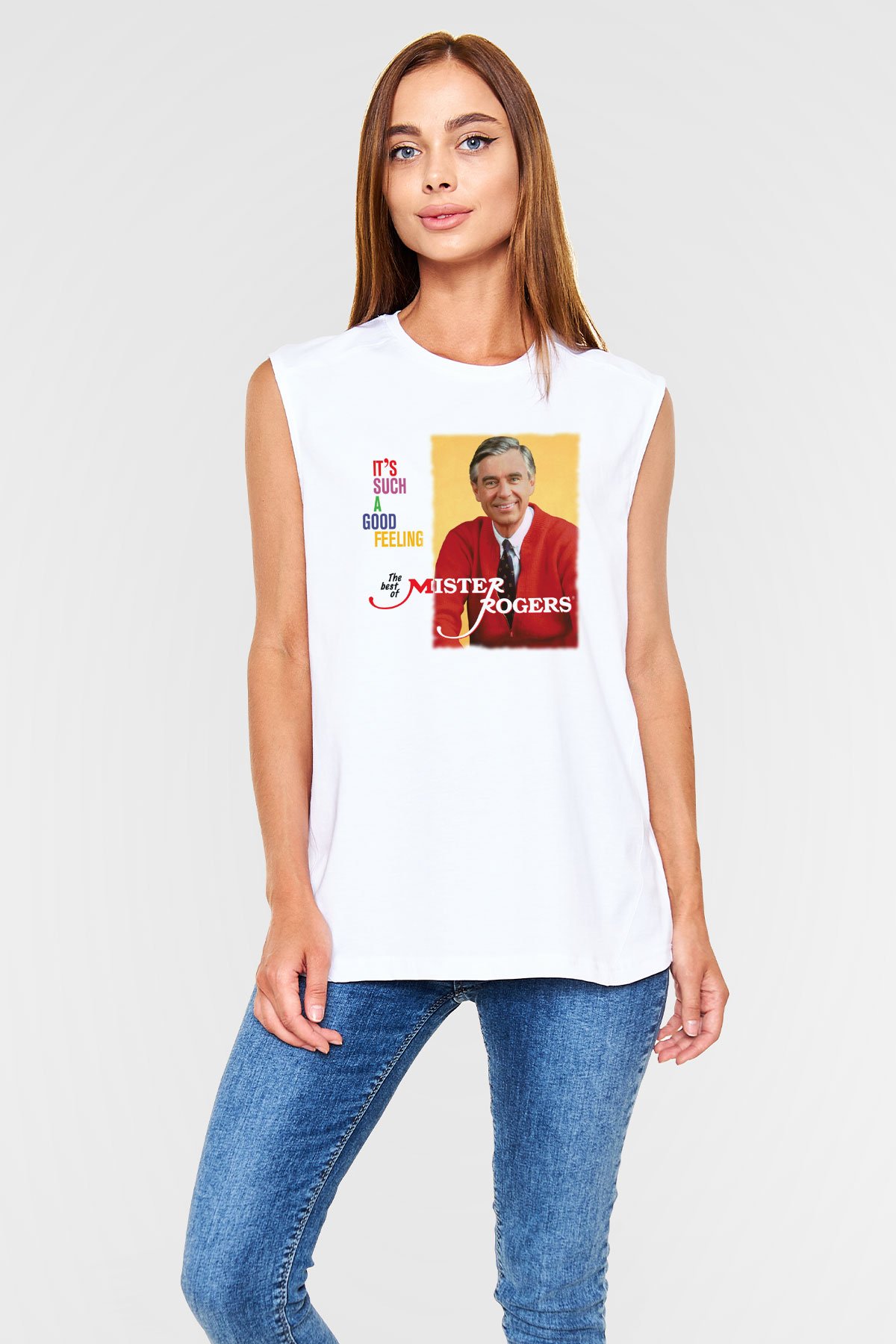 Mister Rogers Neighborhood Beyaz Unisex Kolsuz Tişört