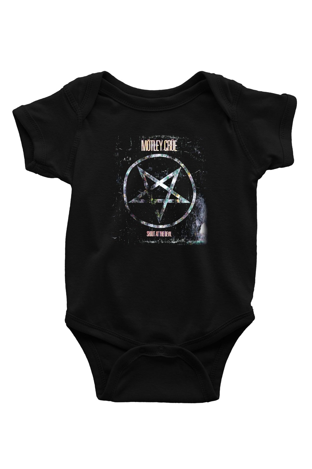 Mötley Crüe Baskılı Siyah Bebek Body - Zıbın