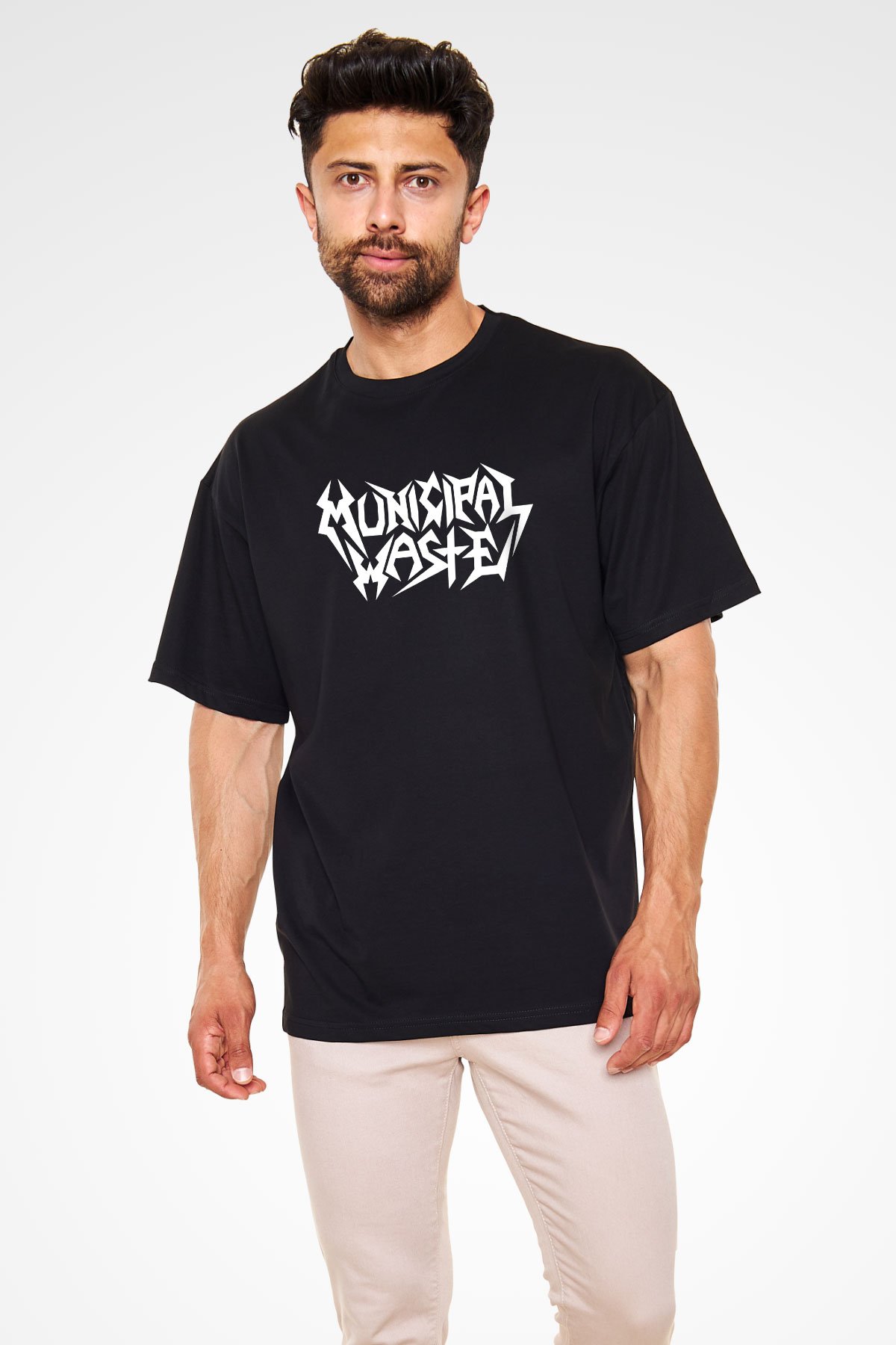 Municipal Waste Siyah Unisex Oversize Tişört T-Shirt
