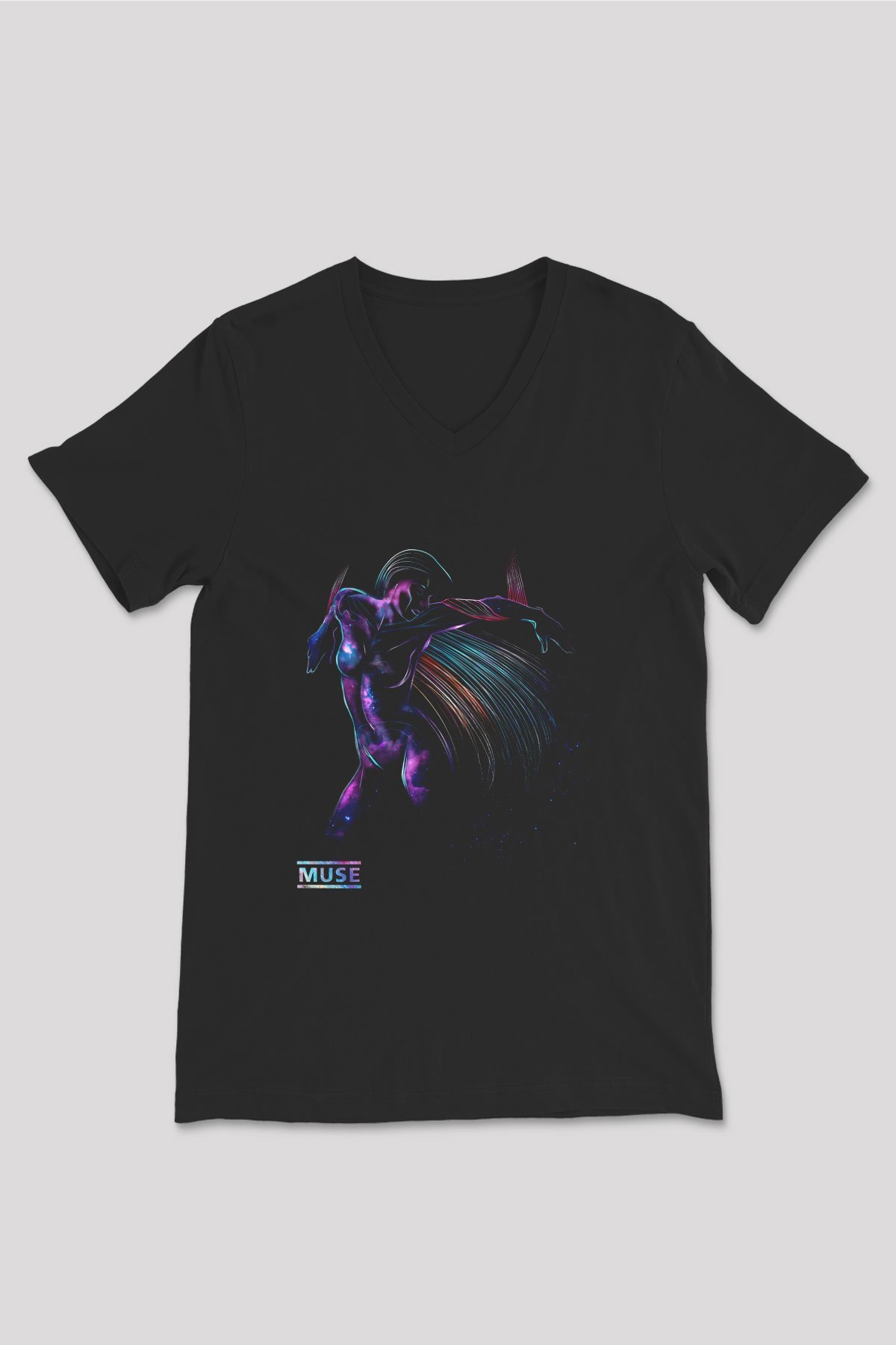 Muse Siyah Unisex V Yaka Tişört T-Shirt