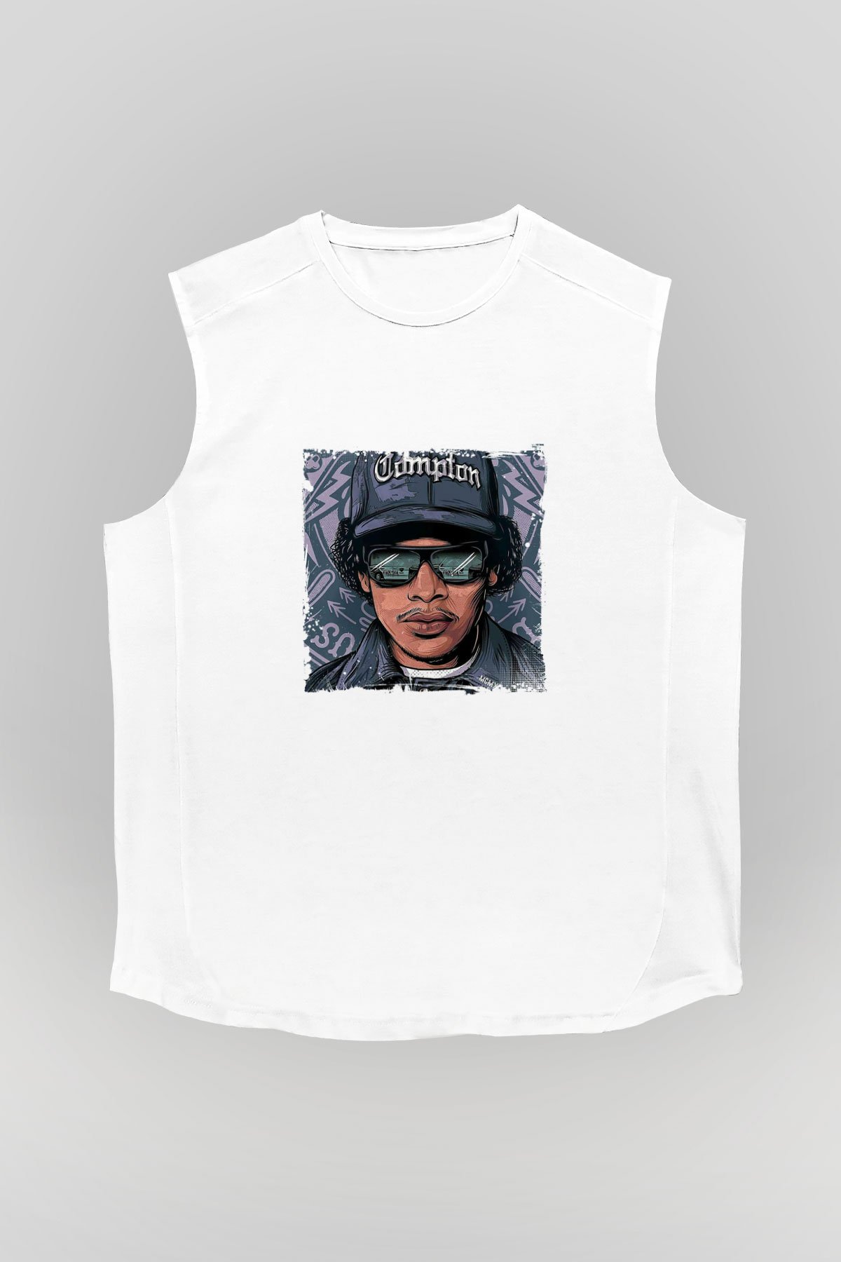 N.W.A Baskılı Unisex Beyaz Kolsuz Tişört