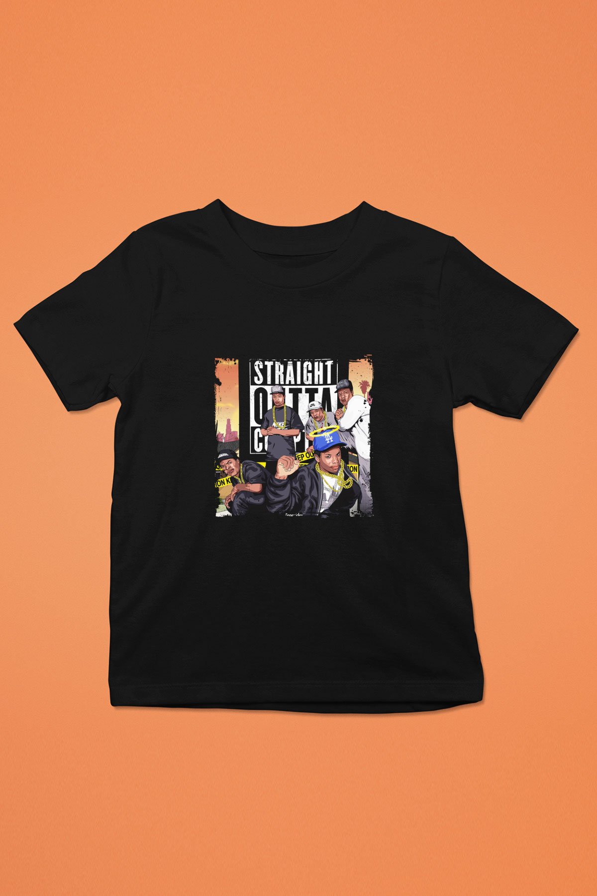 N.W.A Baskılı Unisex Siyah Çocuk Tişört