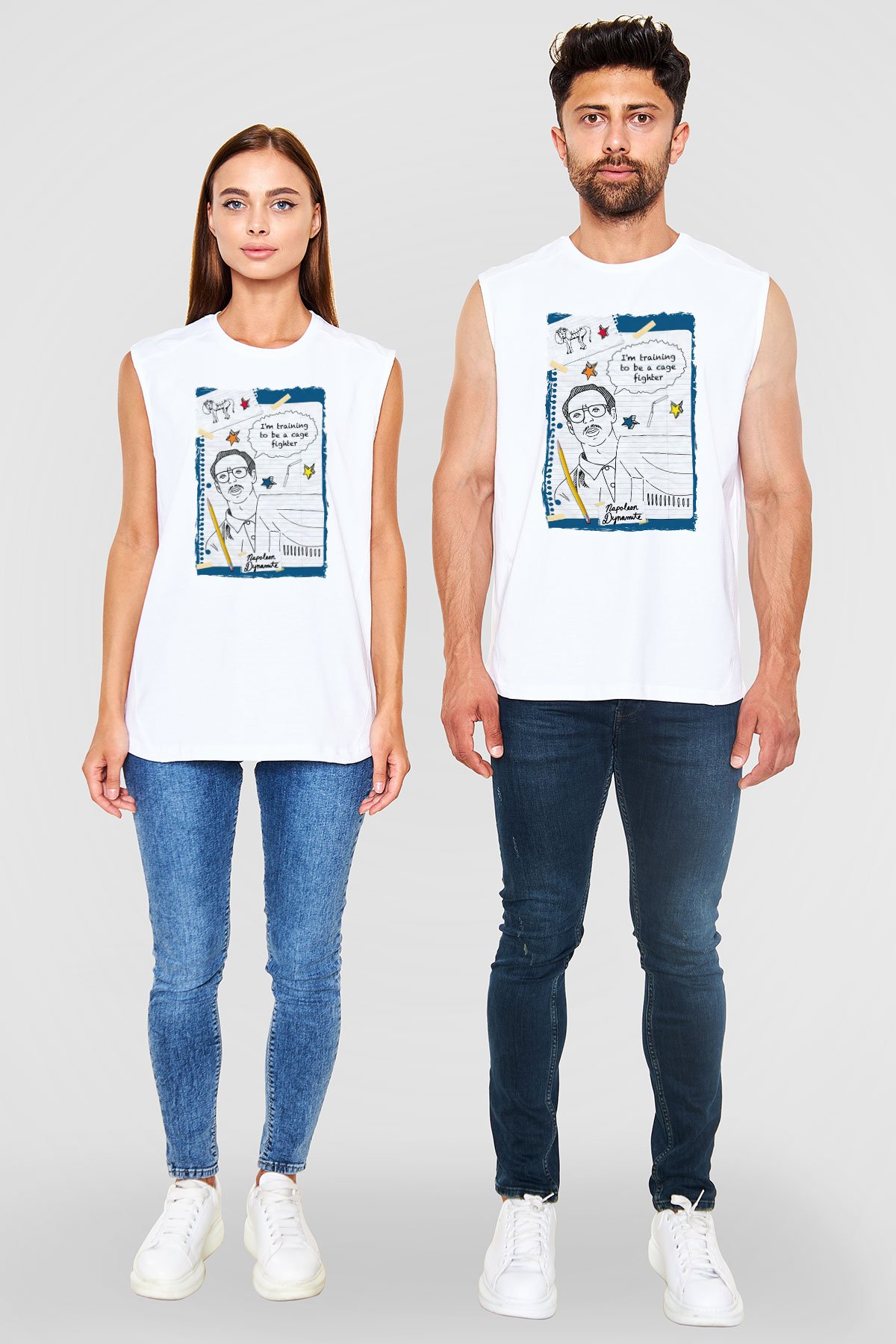 Napoleon Dynamite Beyaz Unisex Kolsuz Tişört