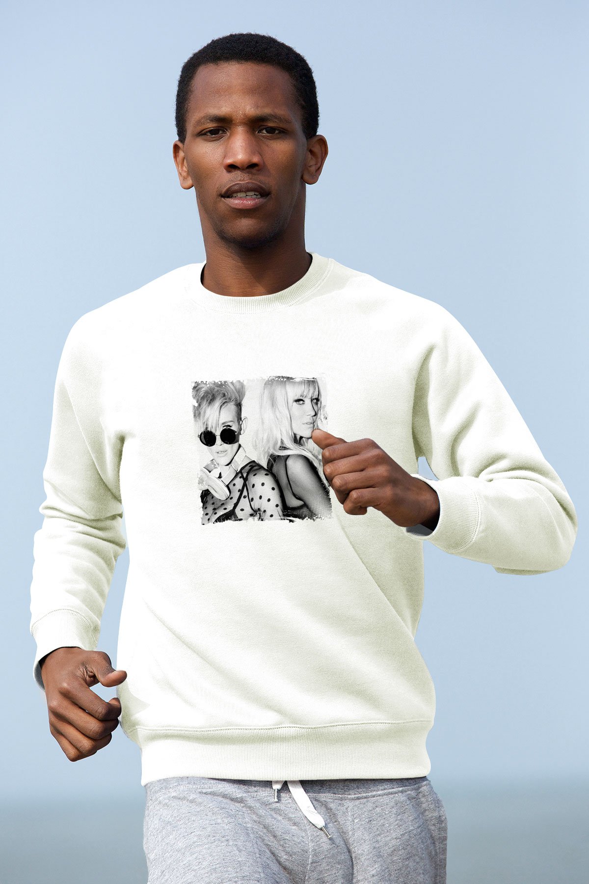 NervoBaskılı Beyaz Sweatshirt