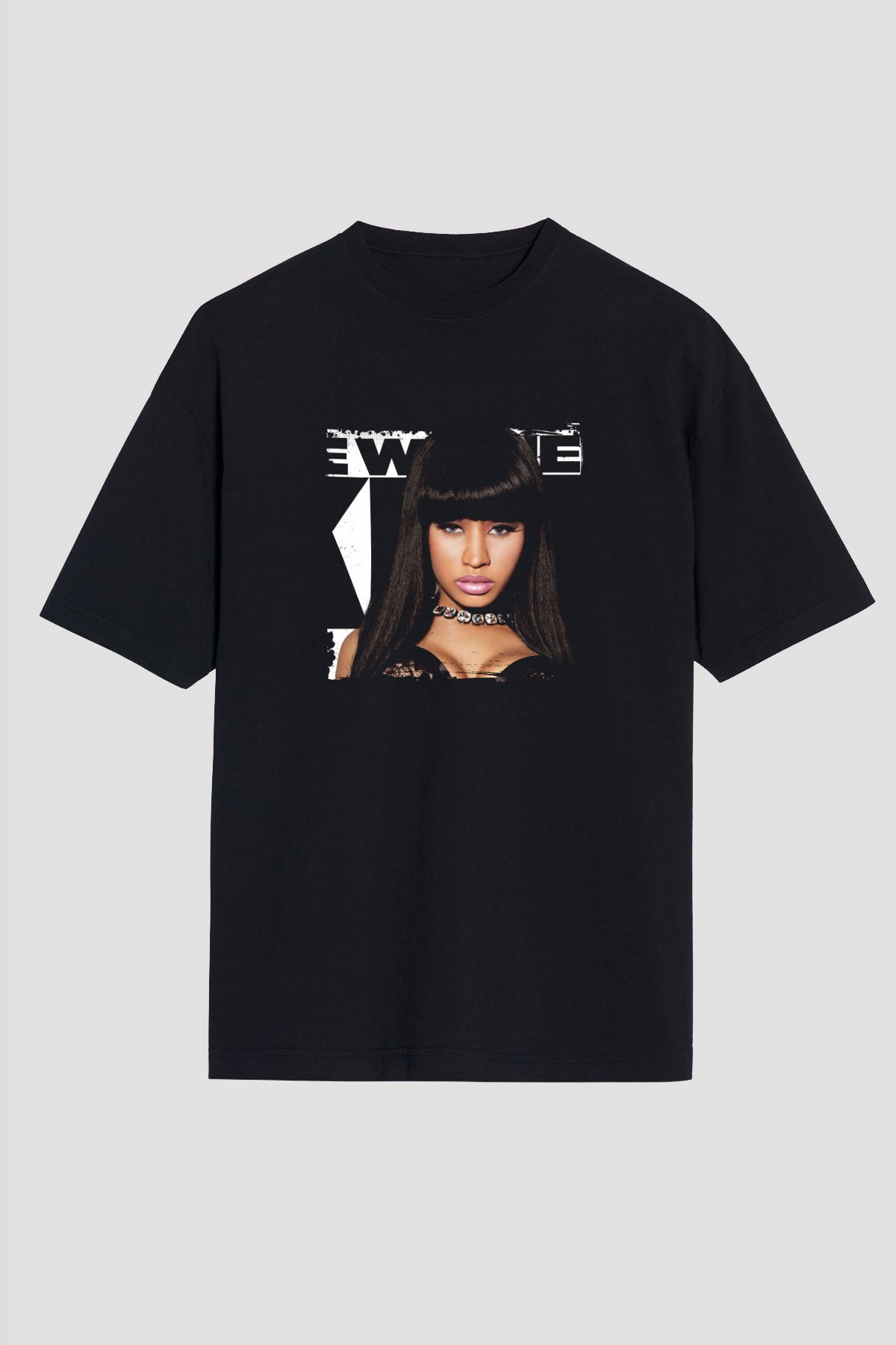 Nicki Minaj Baskılı Unisex Oversize Siyah Tişört
