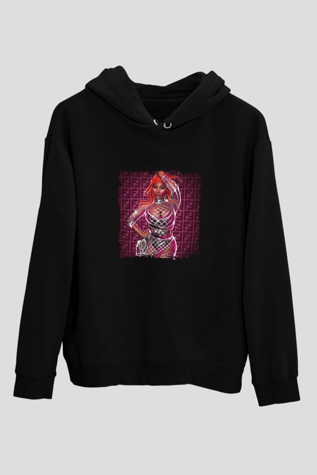 Nicki Minaj Baskılı Unisex Siyah Hoodie
