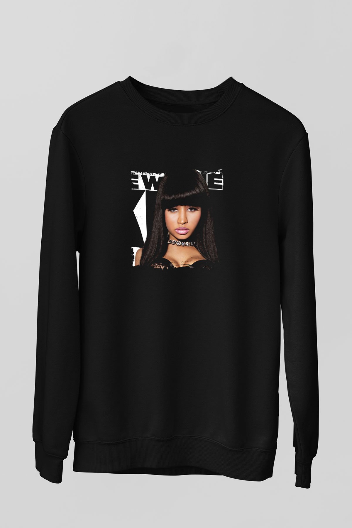 Nicki Minaj Baskılı Unisex Siyah Sweatshirt