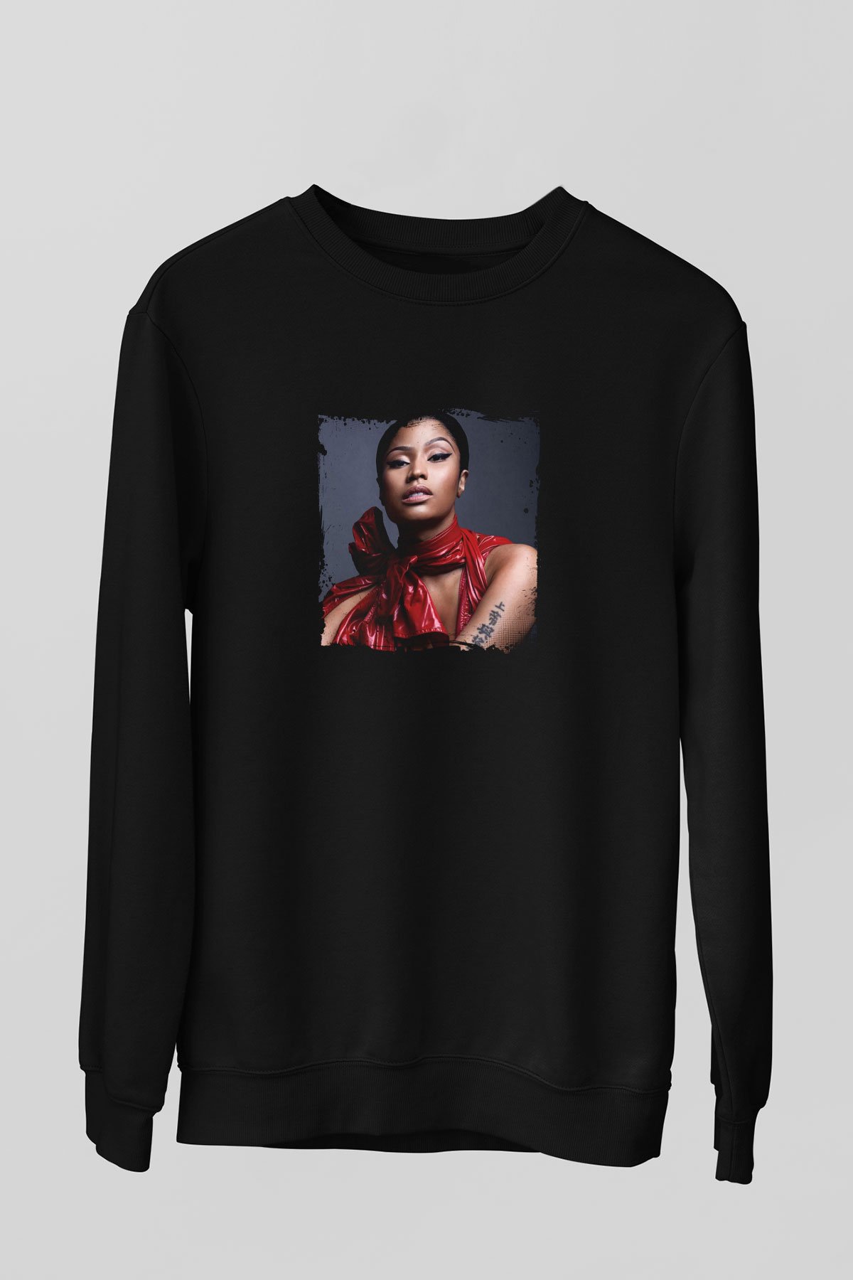Nicki Minaj Baskılı Unisex Siyah Sweatshirt