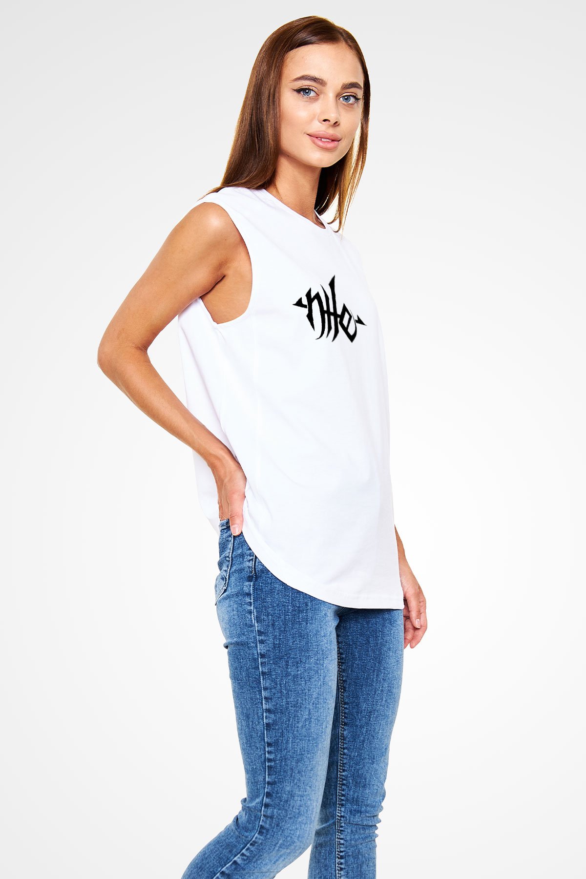 Nile Beyaz Unisex Kolsuz Tişört
