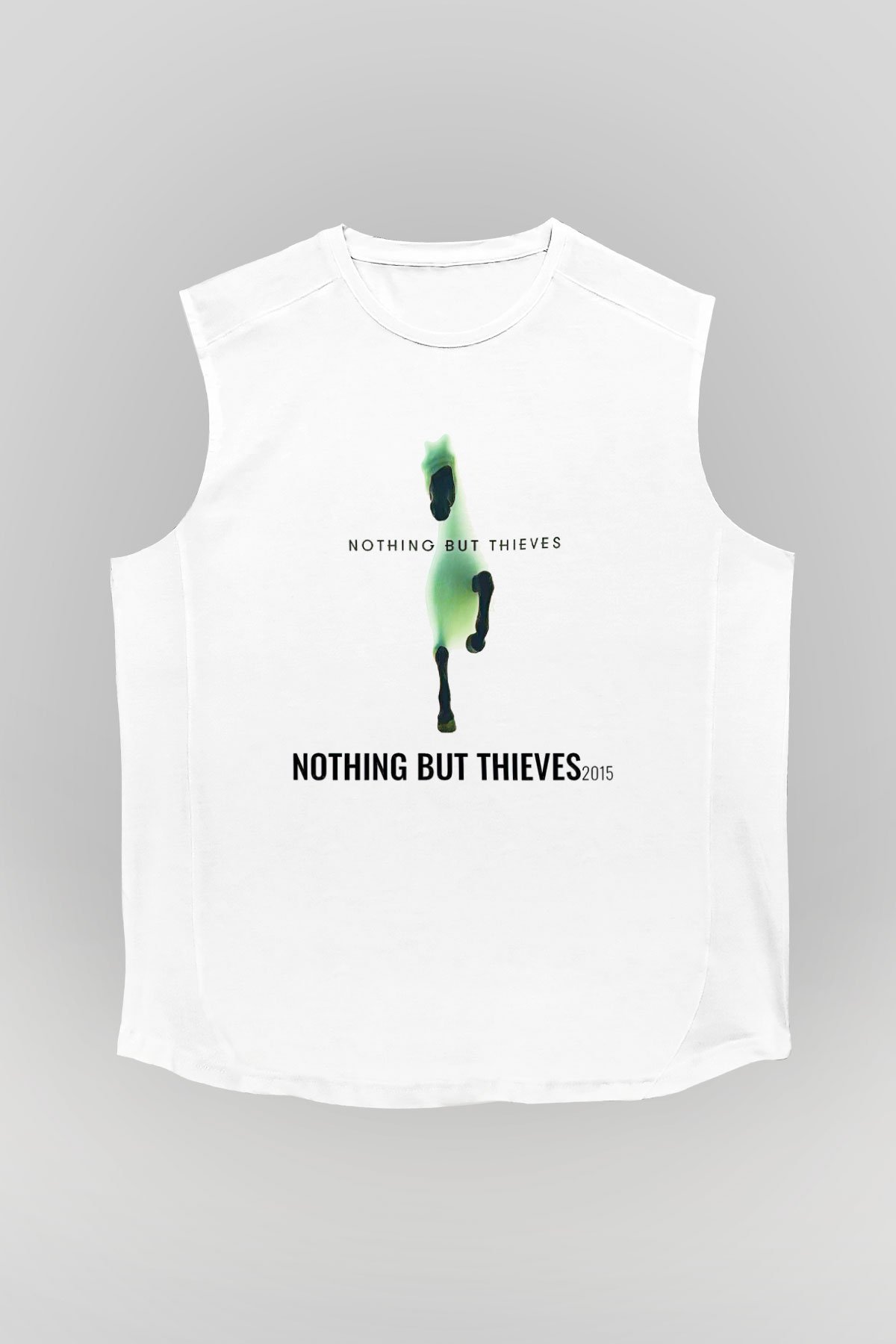 Nothing But Thieves Baskılı Beyaz Unisex Kolsuz Tişört - Tshirt
