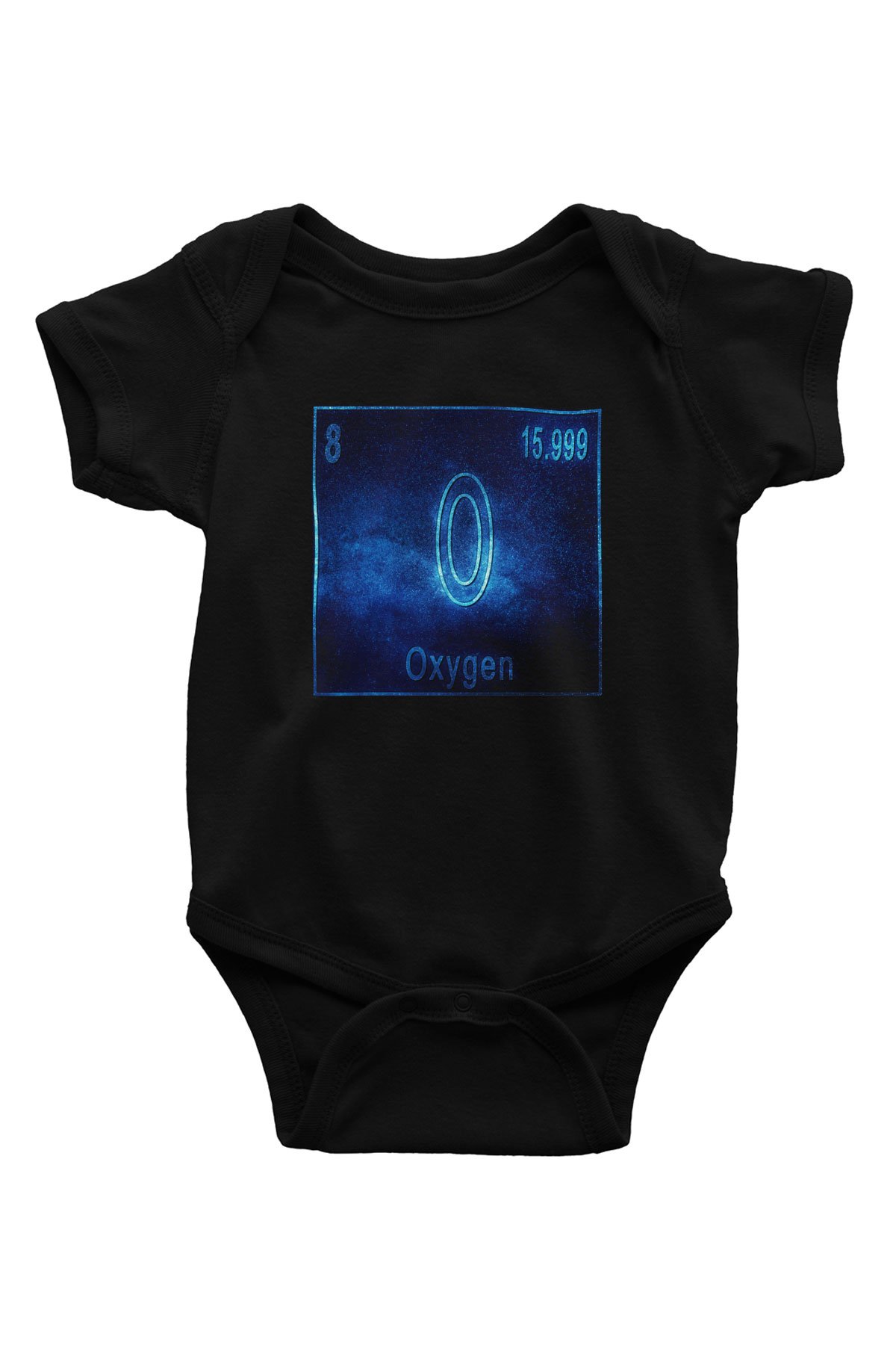 Oksijen Elementi Atom Numarası Baskılı Unisex Siyah Bebek Body - Zıbın