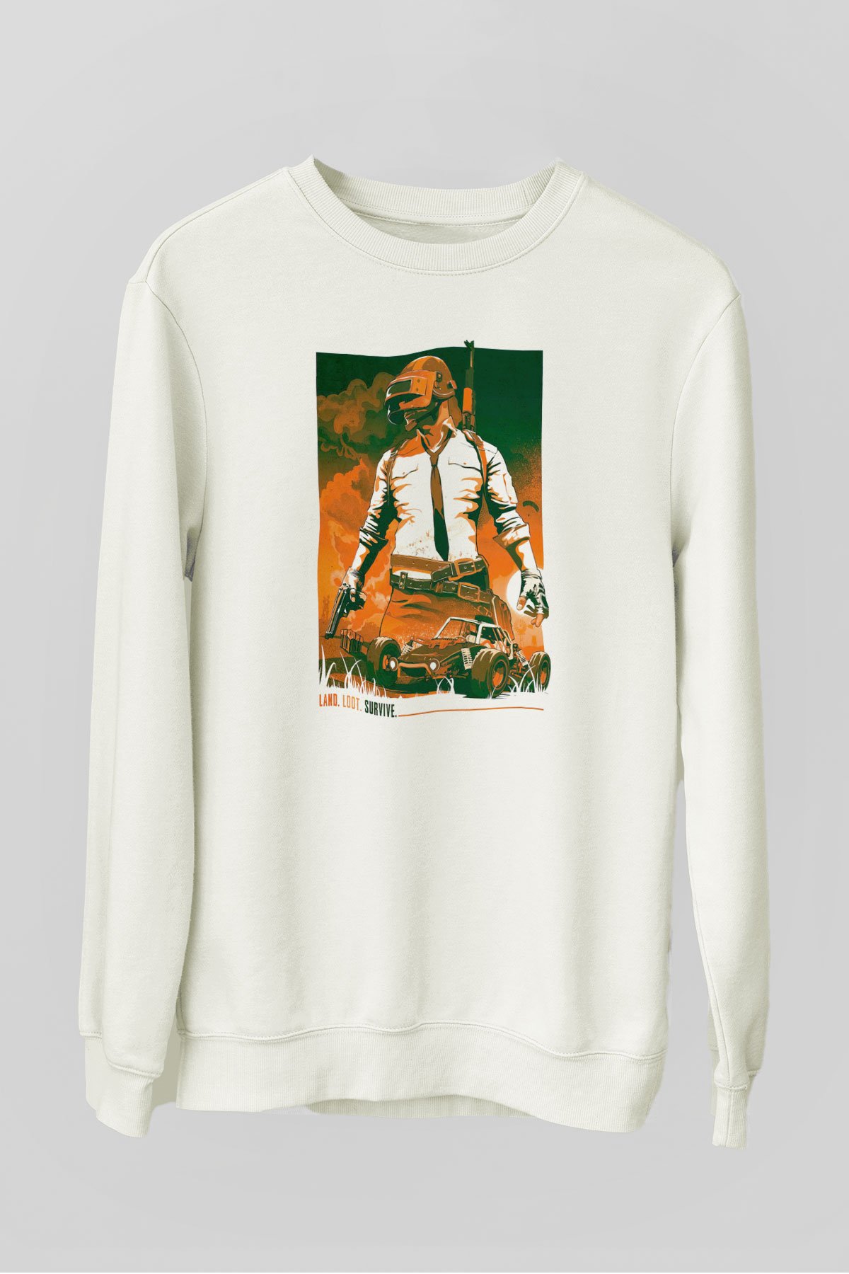 PUBG Beyaz Unisex Sweatshirt
